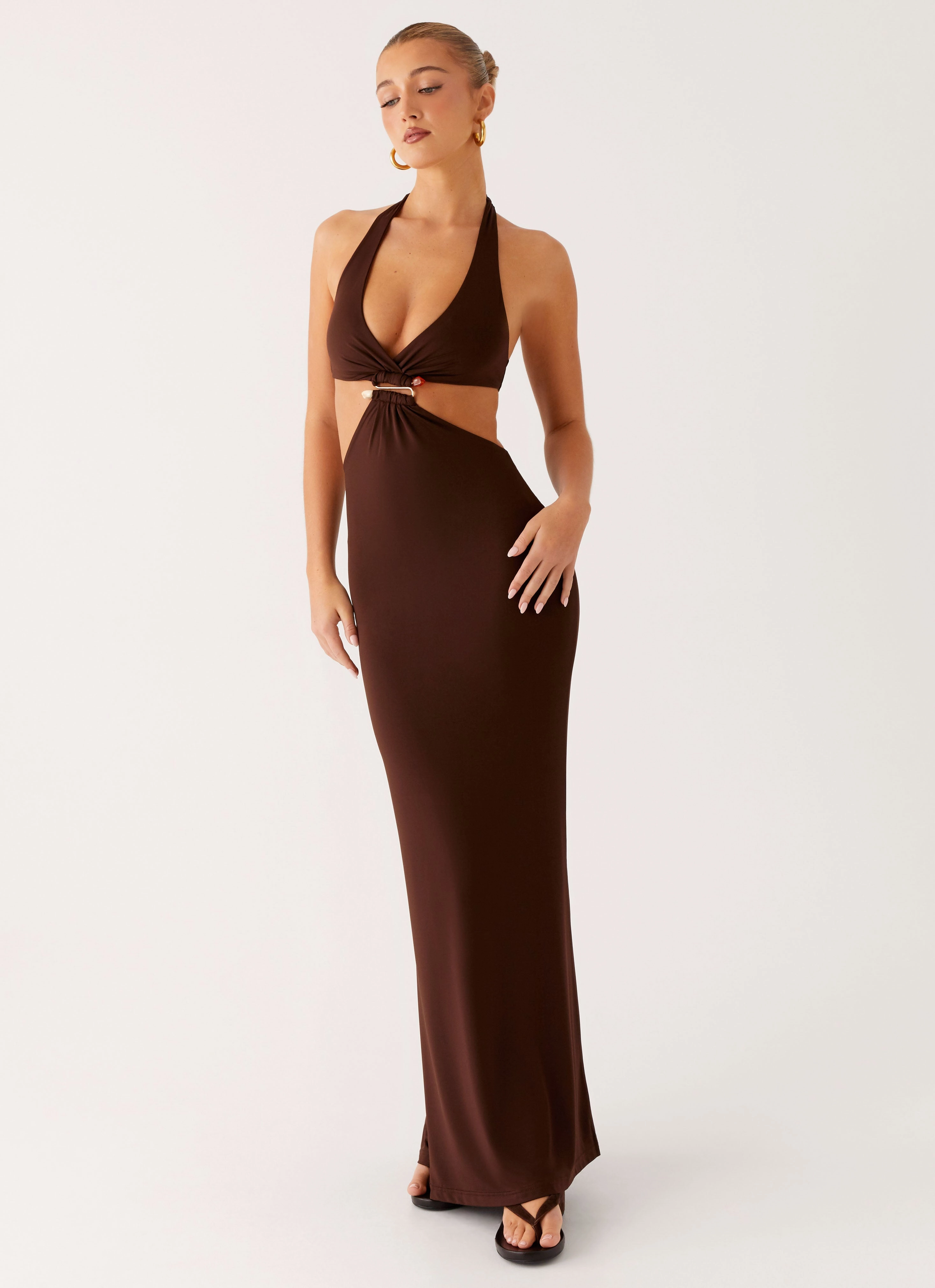 Textured Look Shawnie Maxi Dress - Chocolate