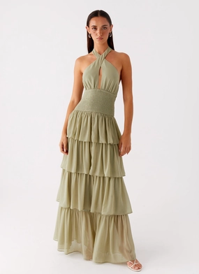 Subtle Edge Comfortable office piece Salma Maxi Dress - Sage