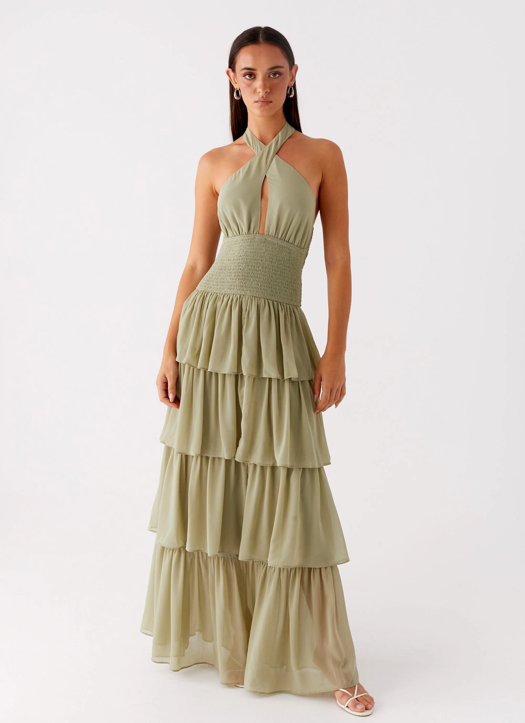 Subtle Edge Comfortable office piece Salma Maxi Dress - Sage