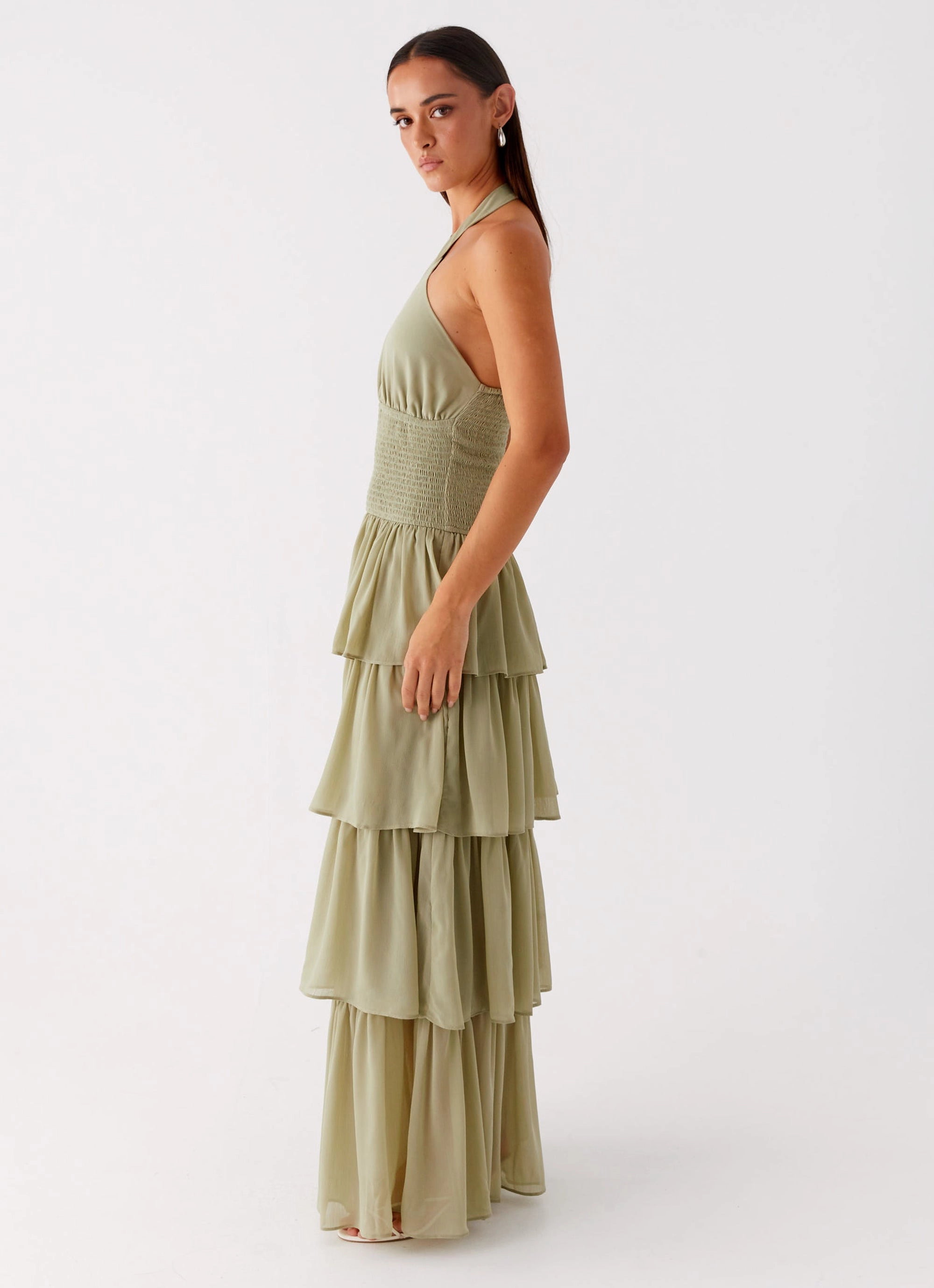Vibrant color Cozy and Comfortable Salma Maxi Dress - Sage