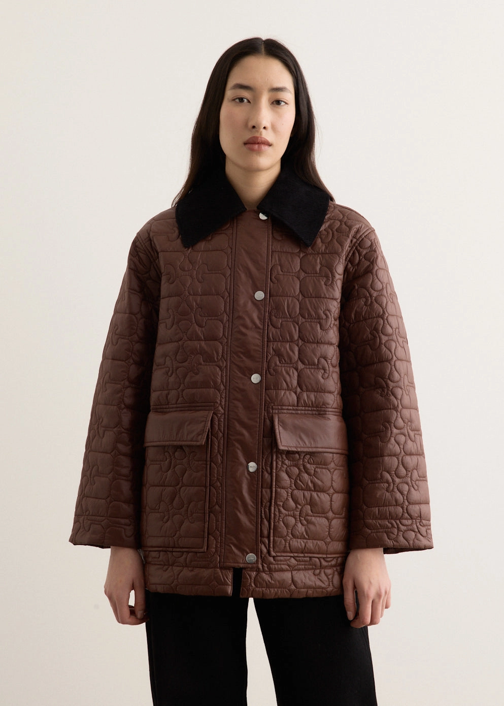 Shiny Quilt Midi Jacket Basic Essential Layer Durable Design