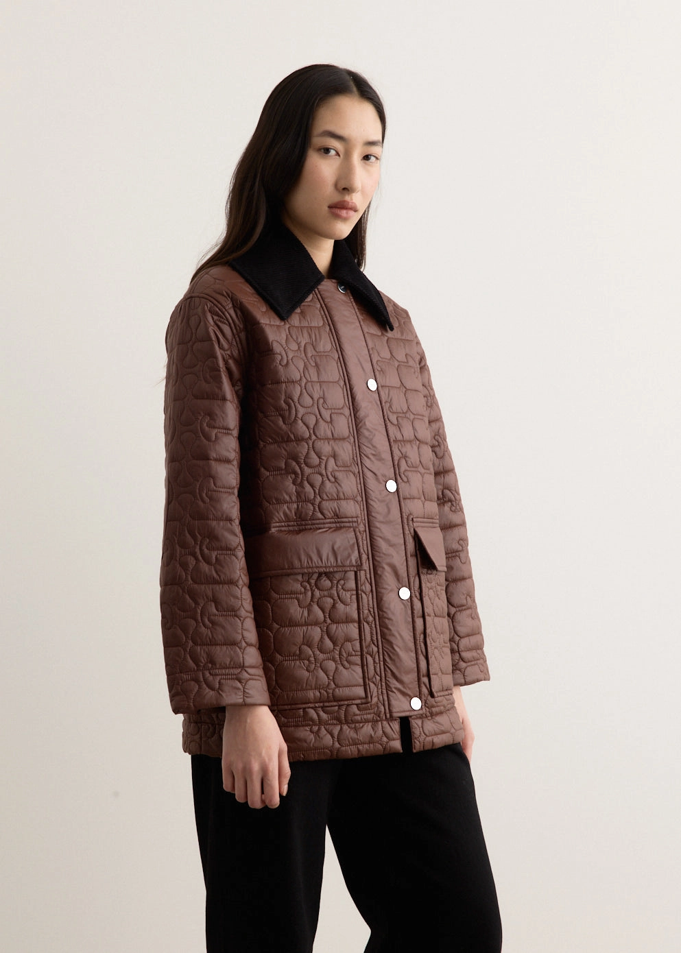 Shiny Quilt Midi Jacket Moisture Management Fabric