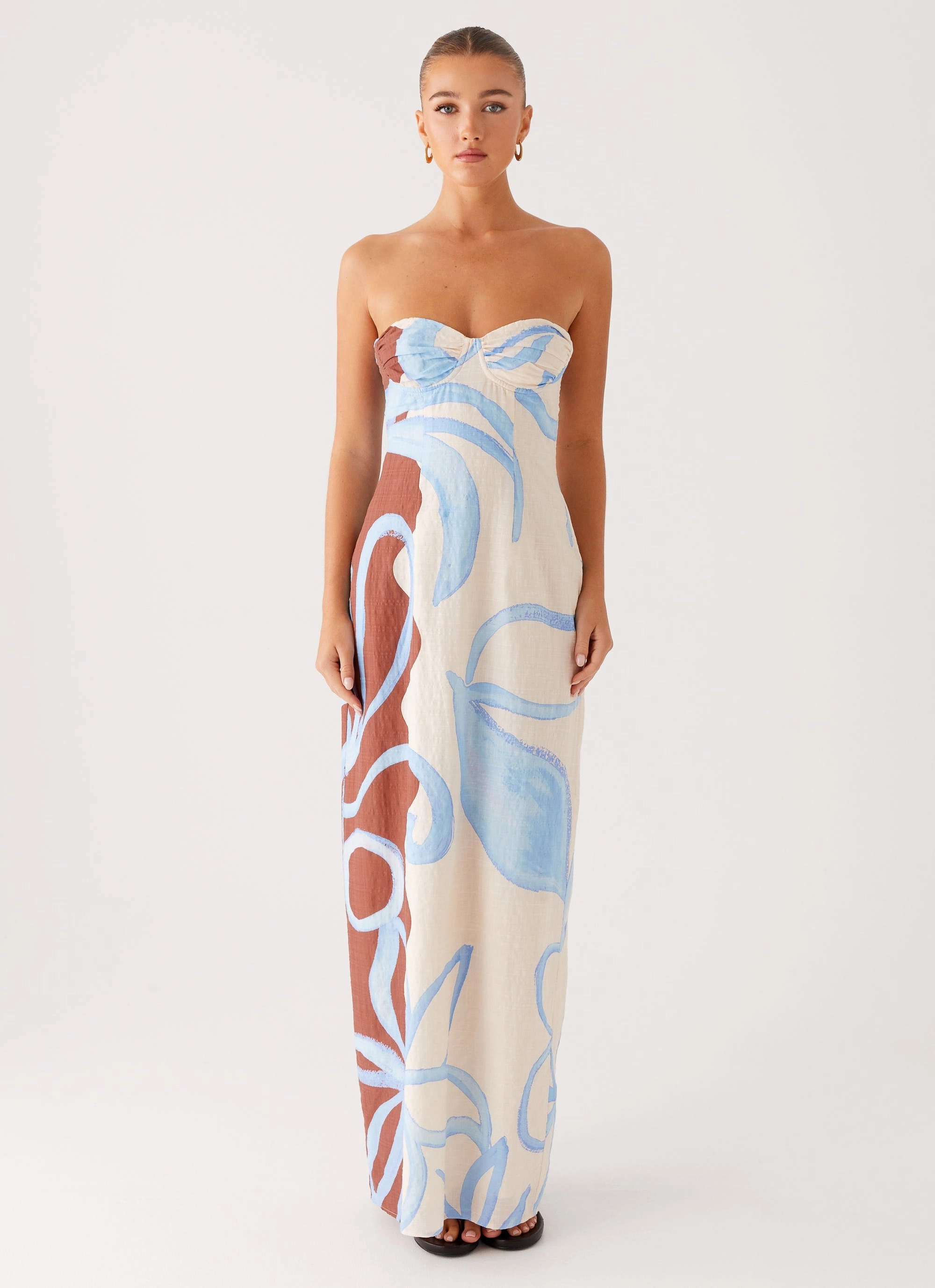Effortless Layer Wear Evening Wear Raiden Maxi Dress - Bloom Wave Print