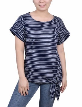 Short Sleeve Tie Front Top Eco Friendly Fibers Street Style