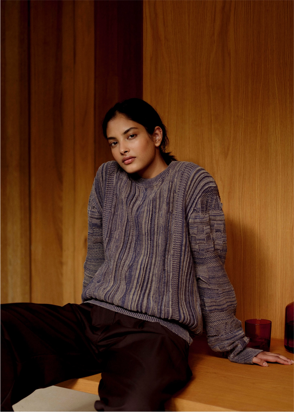 Shutter Rope Fitted Crewneck Jumper Soft Stretch