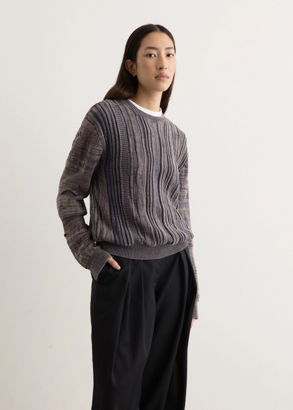 Shutter Rope Fitted Crewneck Jumper Simple Layer Off Duty