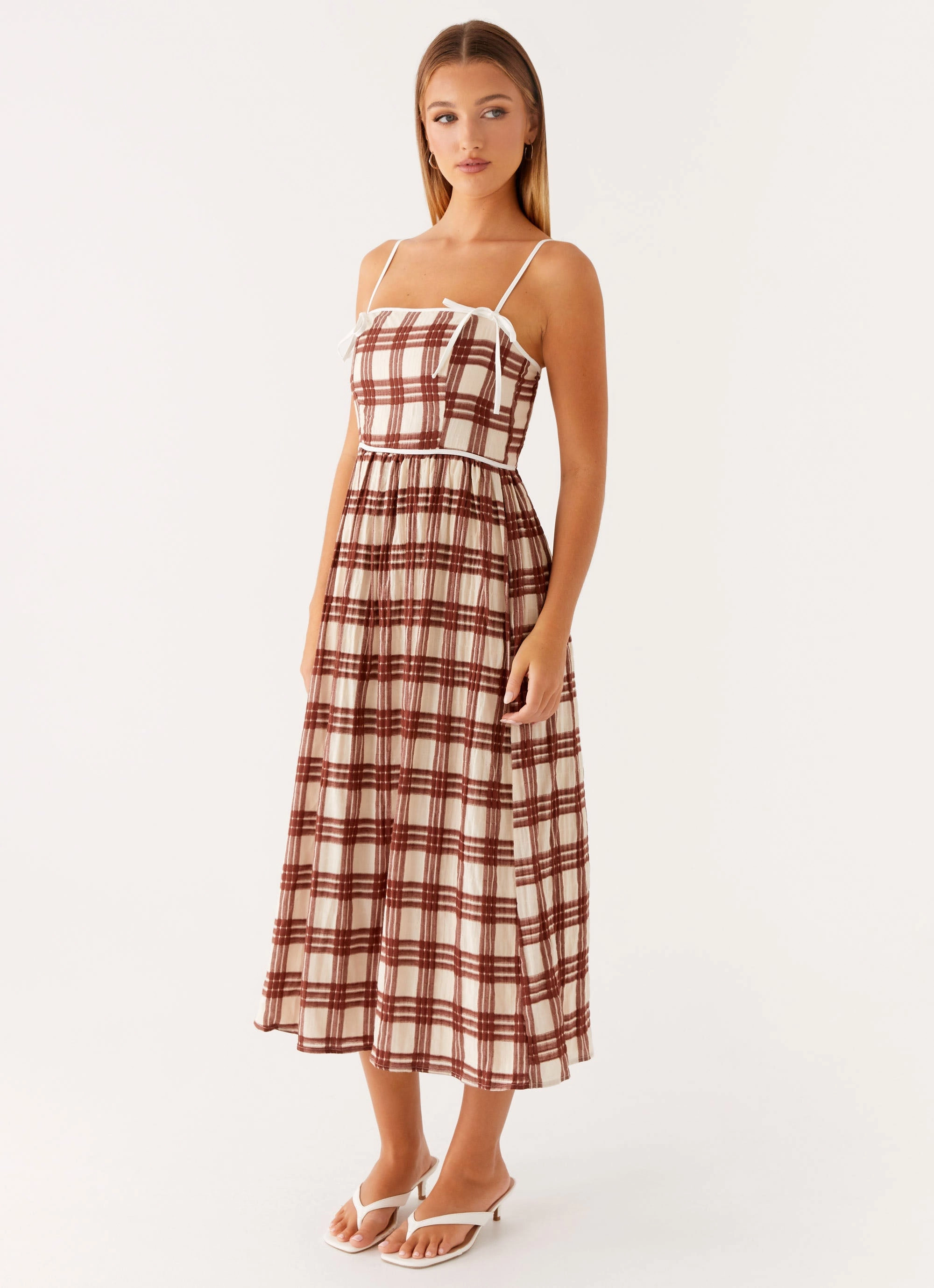 Layered Style Shyanne Midi Dress - Chocolate Check