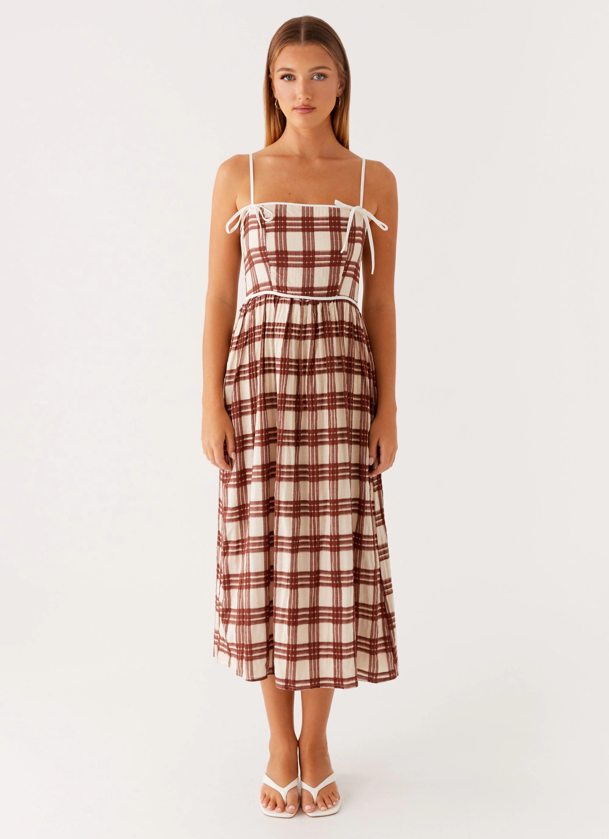 Shyanne Midi Dress - Chocolate Check Warm Touch light layering