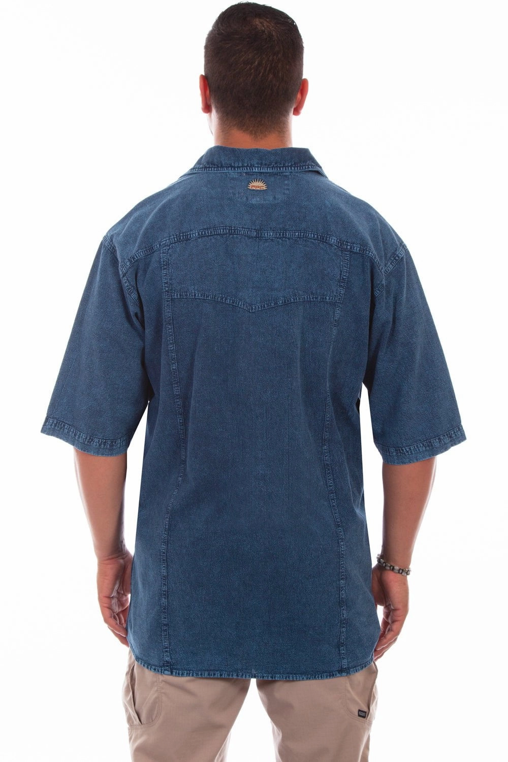 Scully Mens Distressed Denim 100% Cotton Trac S/S Shirt Special Occasion Sustainable Dye Process