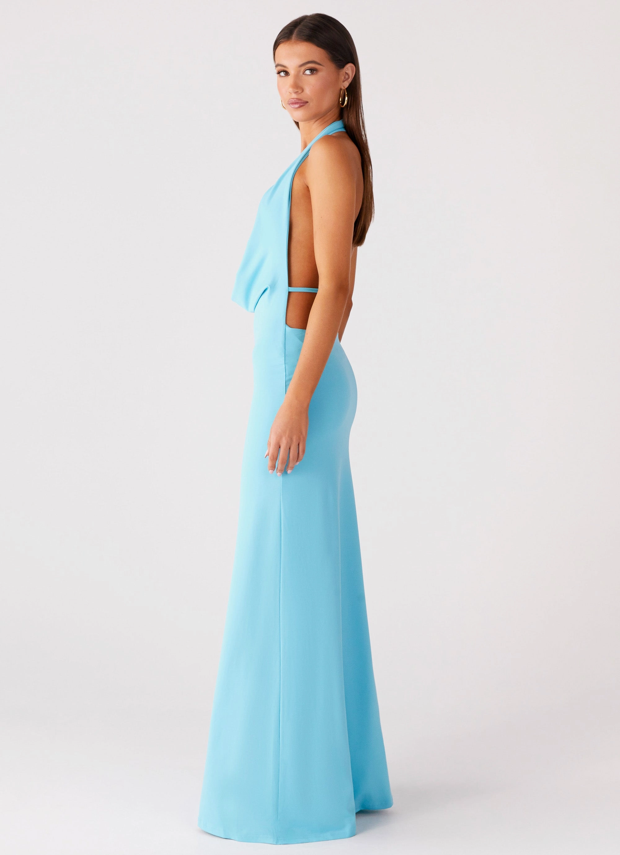 Timeless Design Driftwood Cowl Maxi Dress - Turquoise