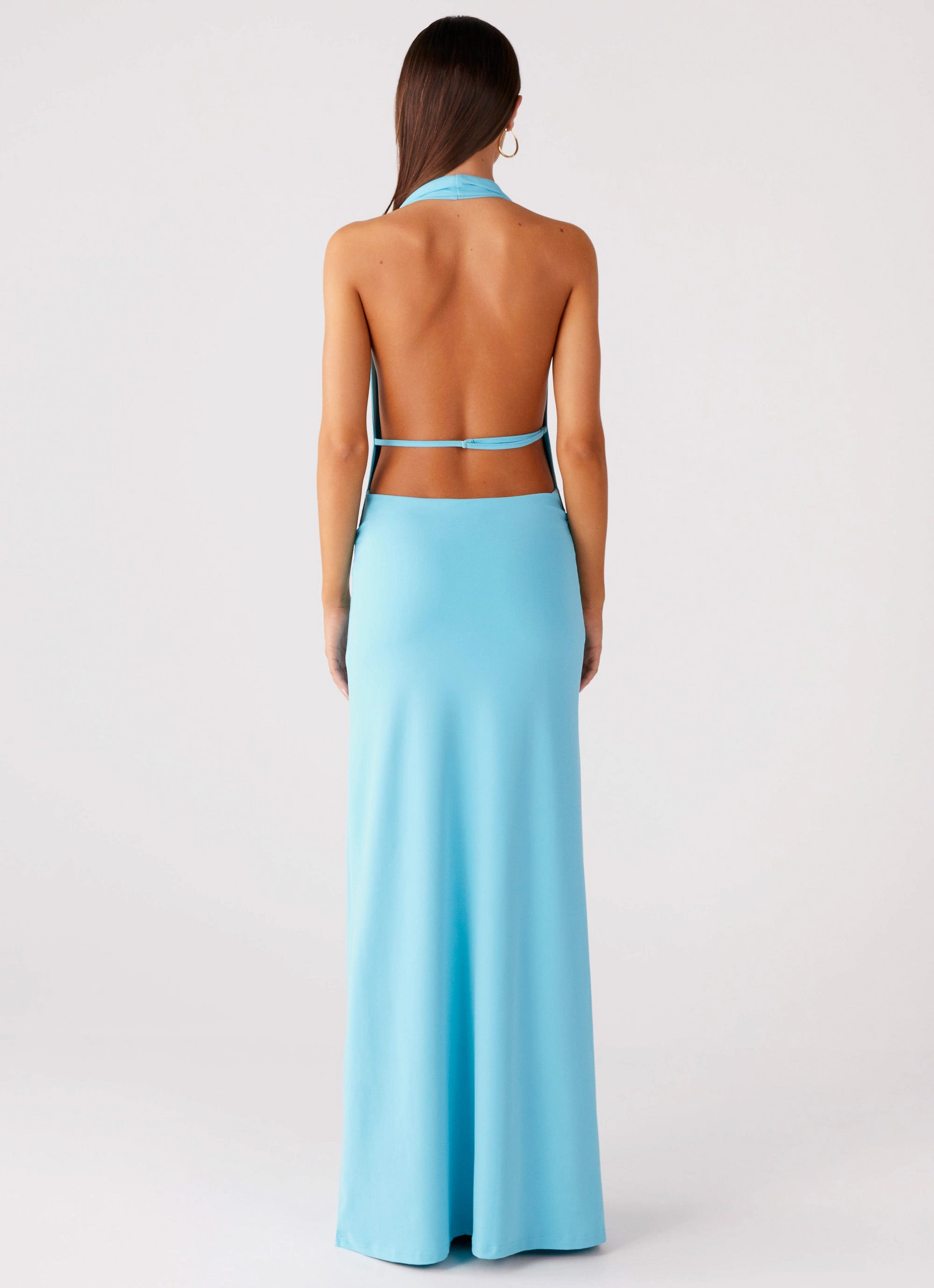 Driftwood Cowl Maxi Dress - Turquoise Elegant knee-length dress