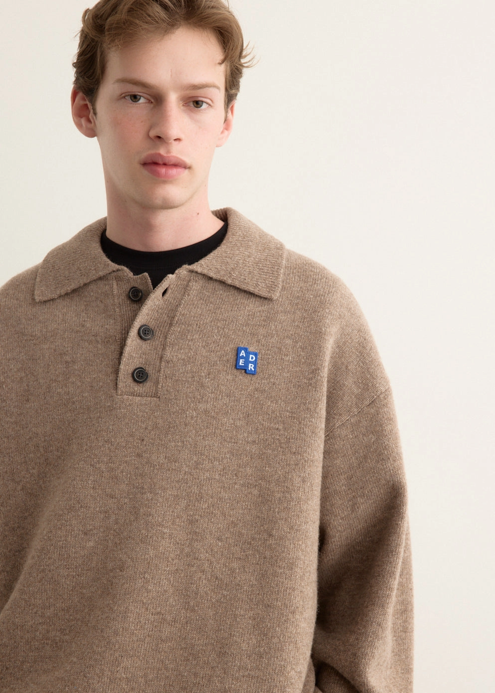 DoubleLayered Hem Significant Wool Knit Polo