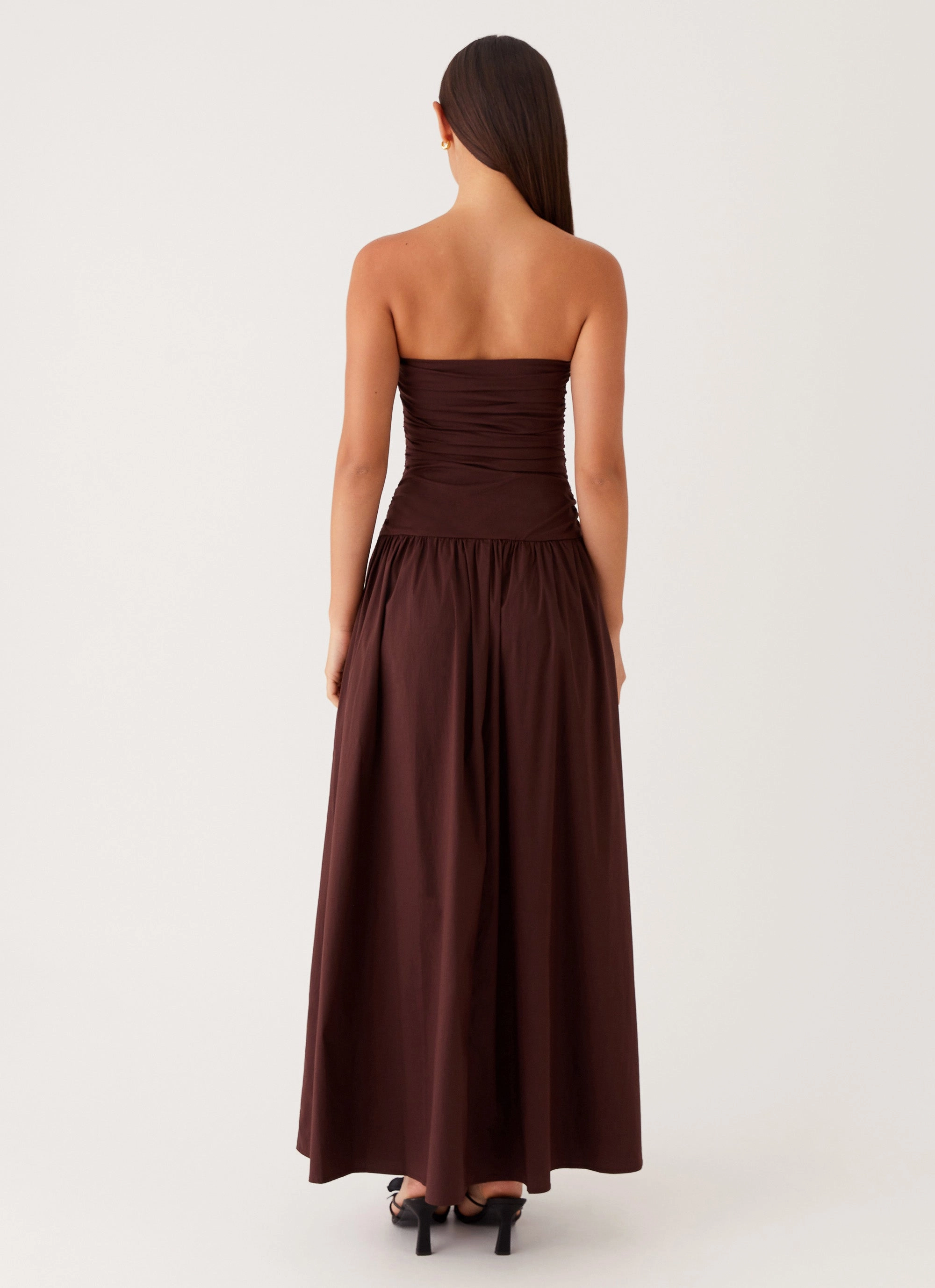 Garden Scene Flow Sleeve Carmel Maxi Dress - Brown