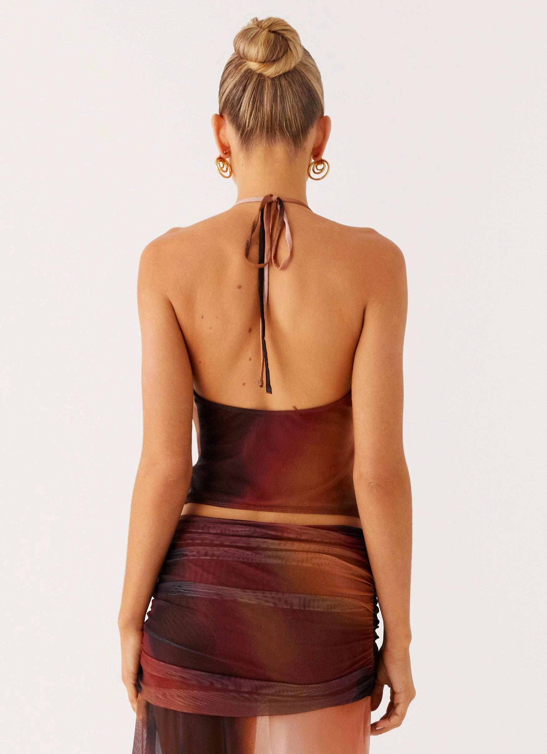 Stargazer Mesh Cowl Top - Black Gradient Subtle Finish