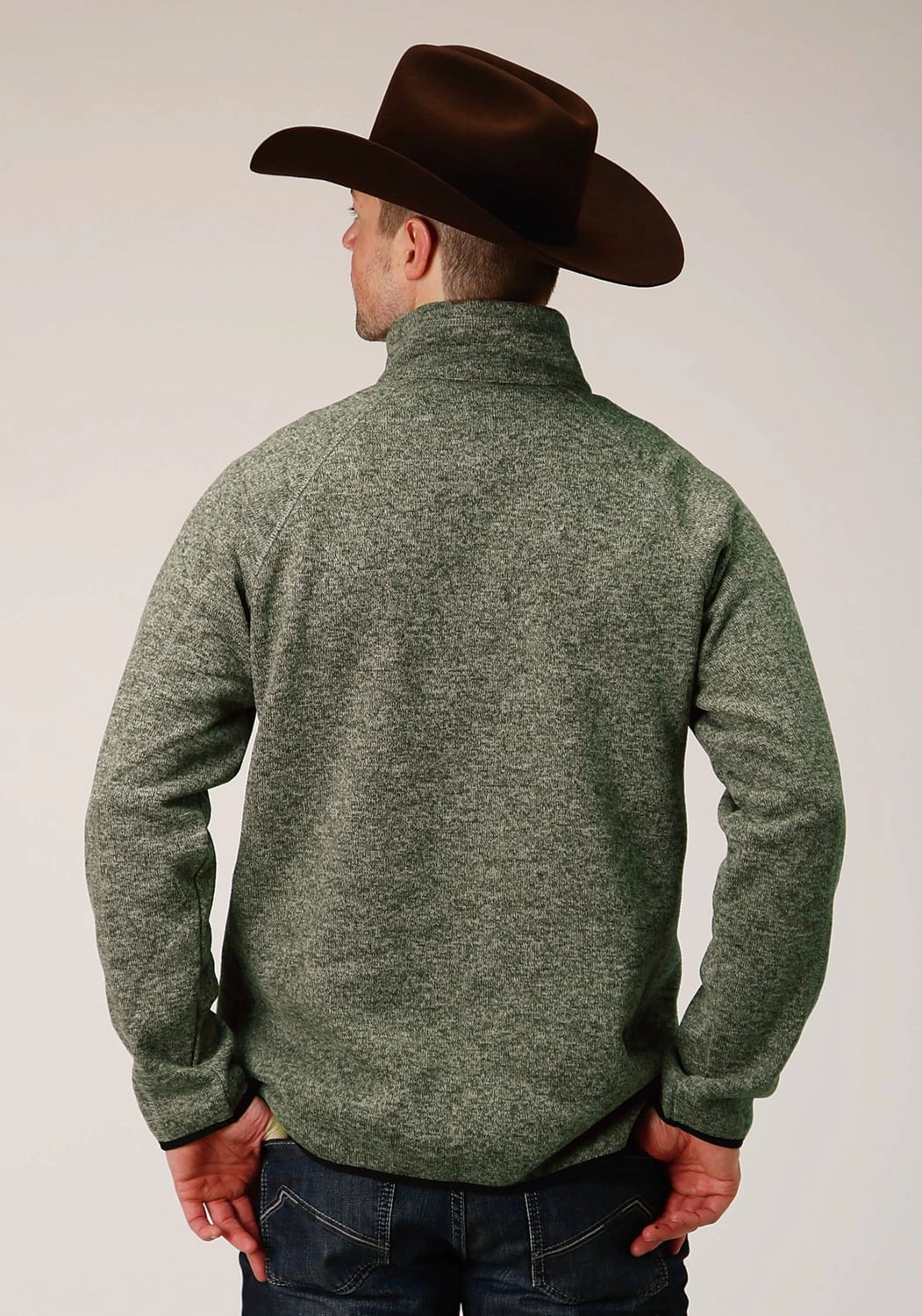 Stetson Mens Green Polyester Bonded Knit Sweater Layered Design