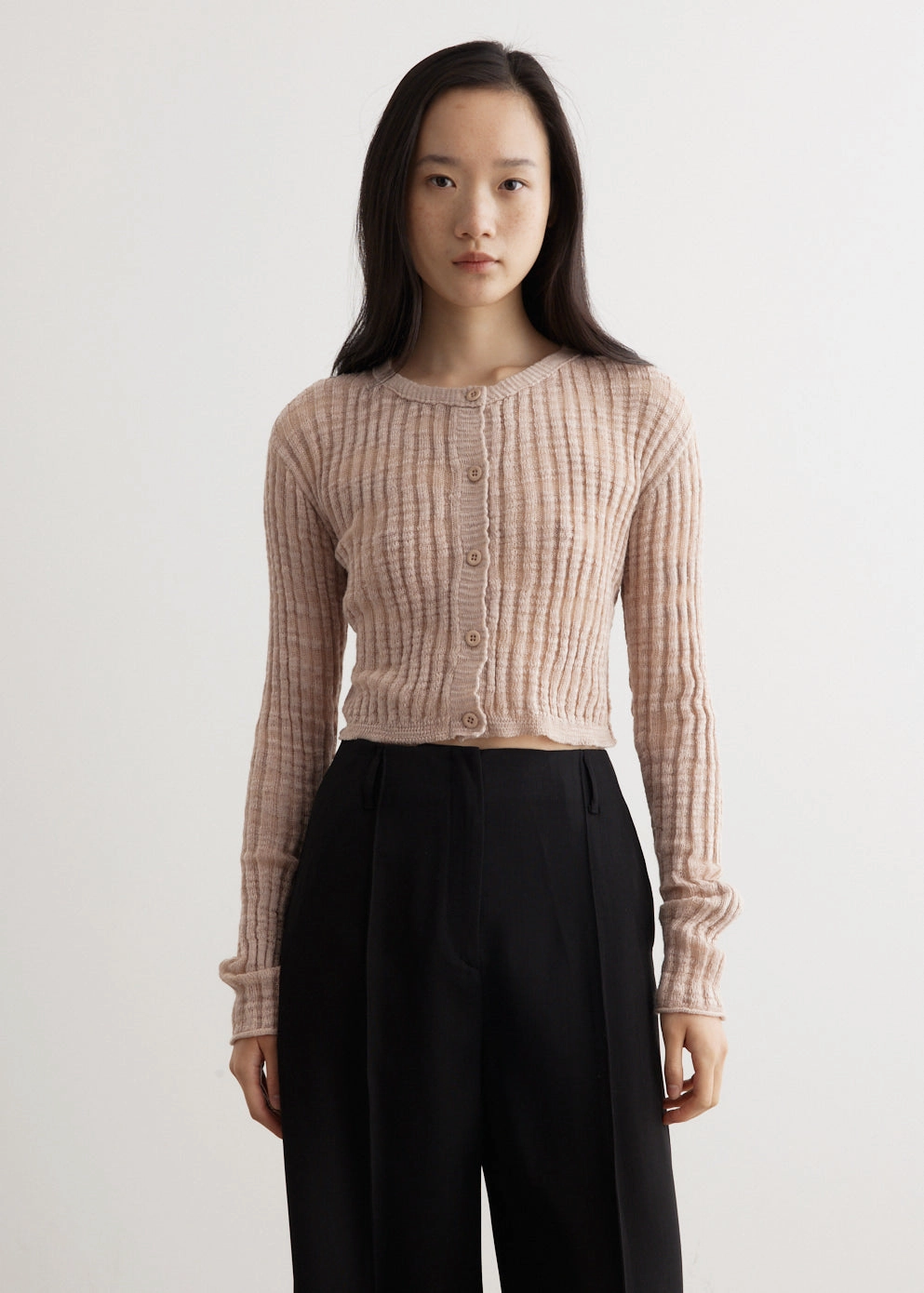 Kikos Slub Linen Cardigan Drop Shoulder Cut Odor control