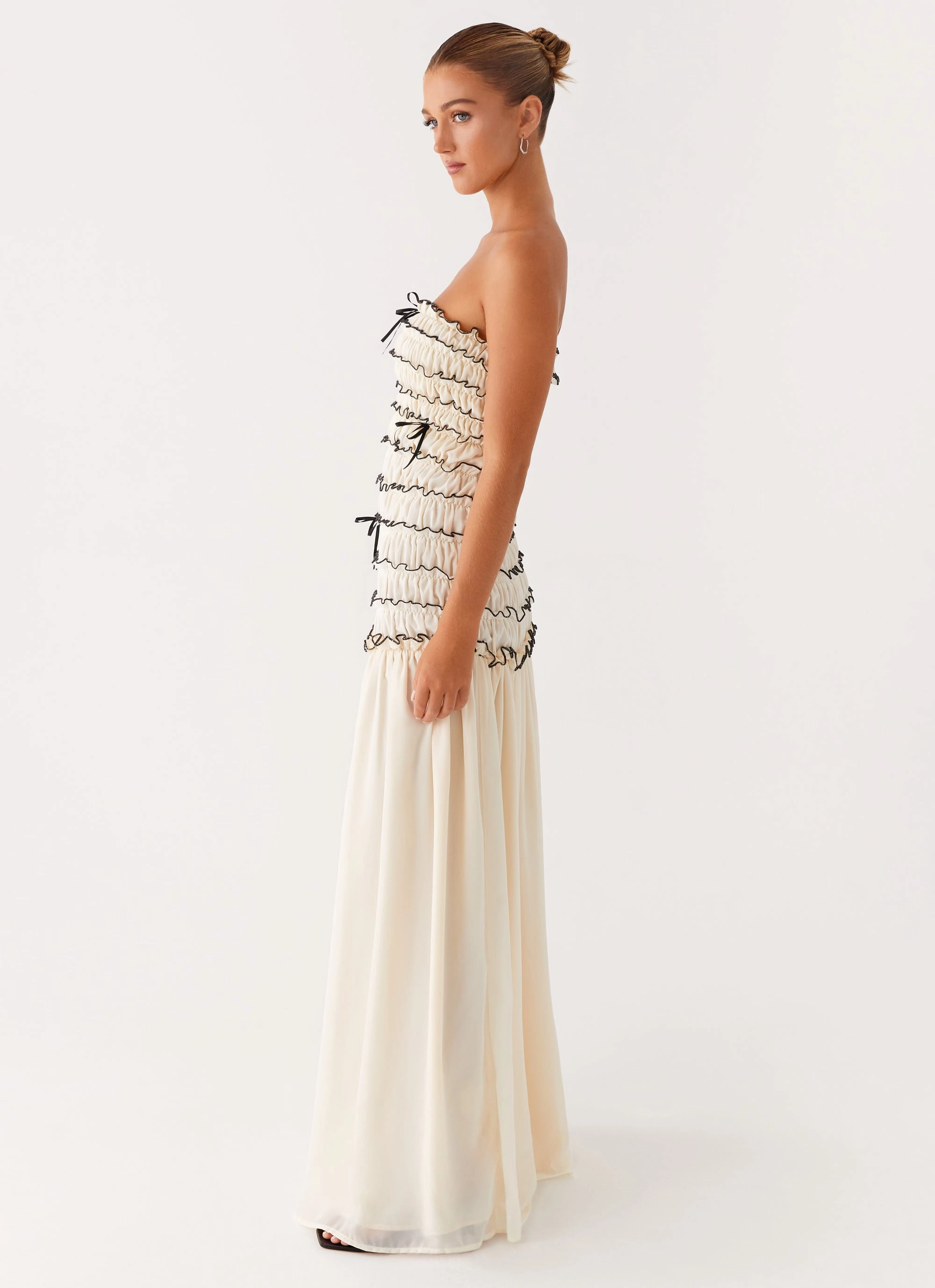 Timeless Trend Glossy Detail Zariah Maxi Dress - Ivory
