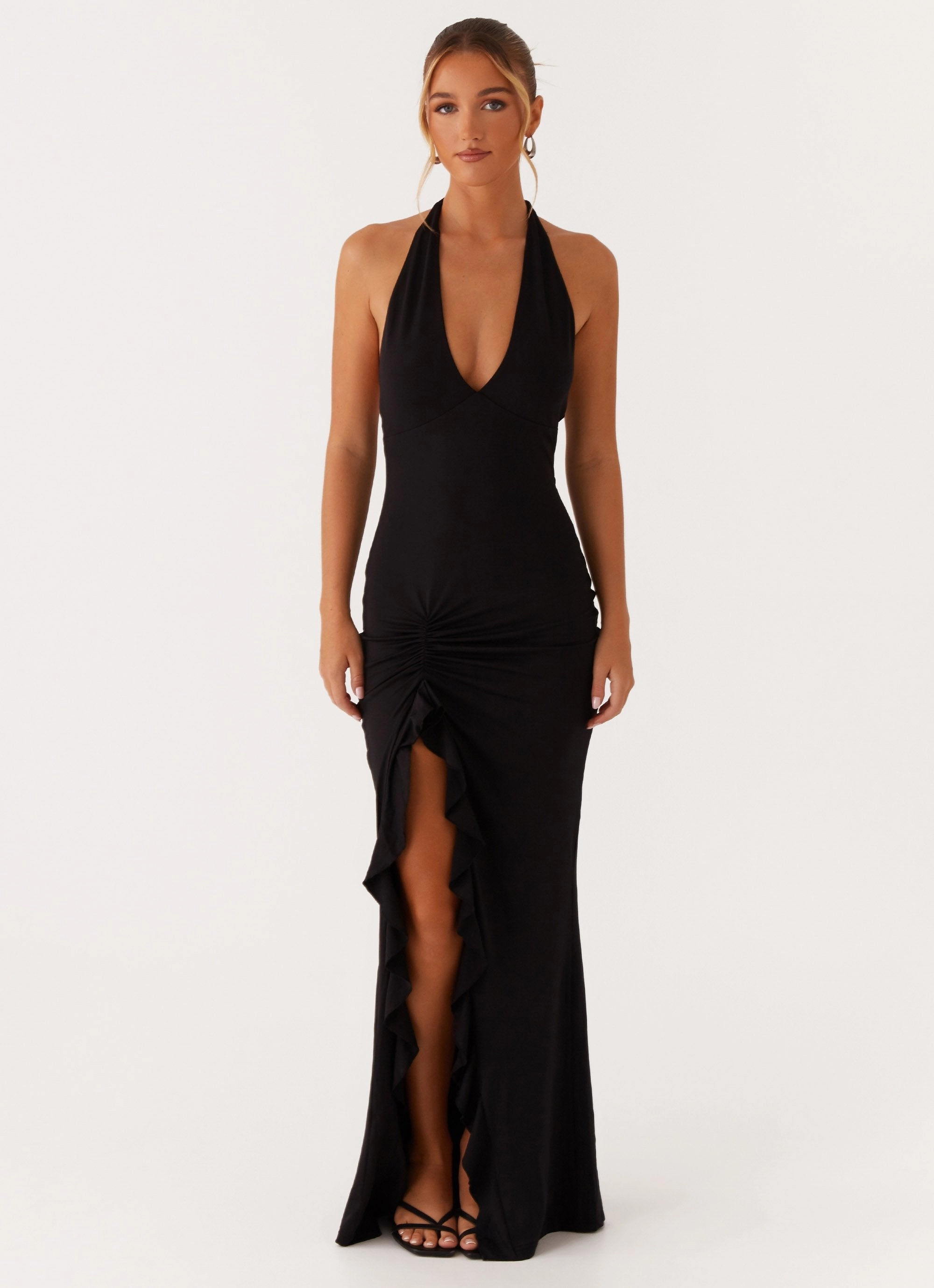 Soft Neutral Timeless Trend Charmed By You Maxi Dress - Black