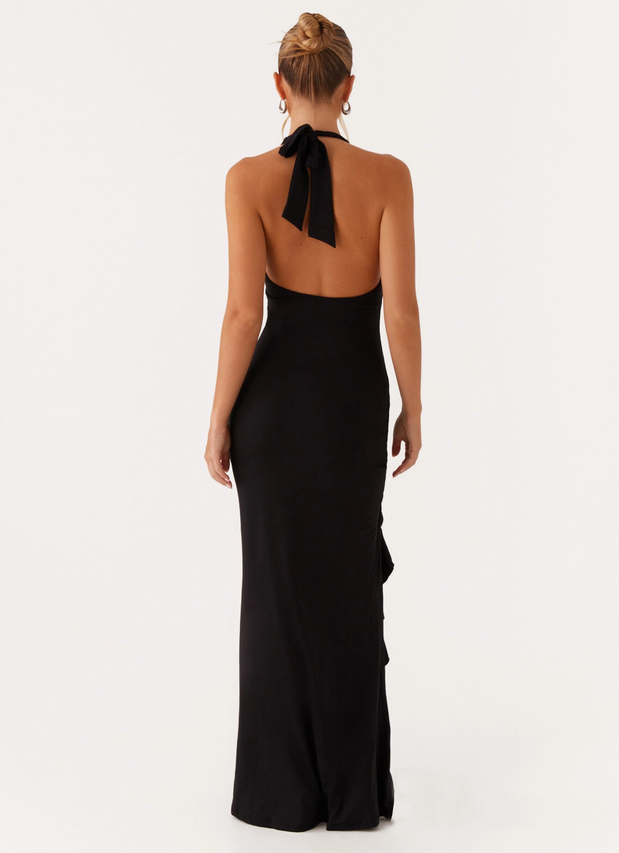 Charmed By You Maxi Dress - Black Tailored-fit Sleek Texture