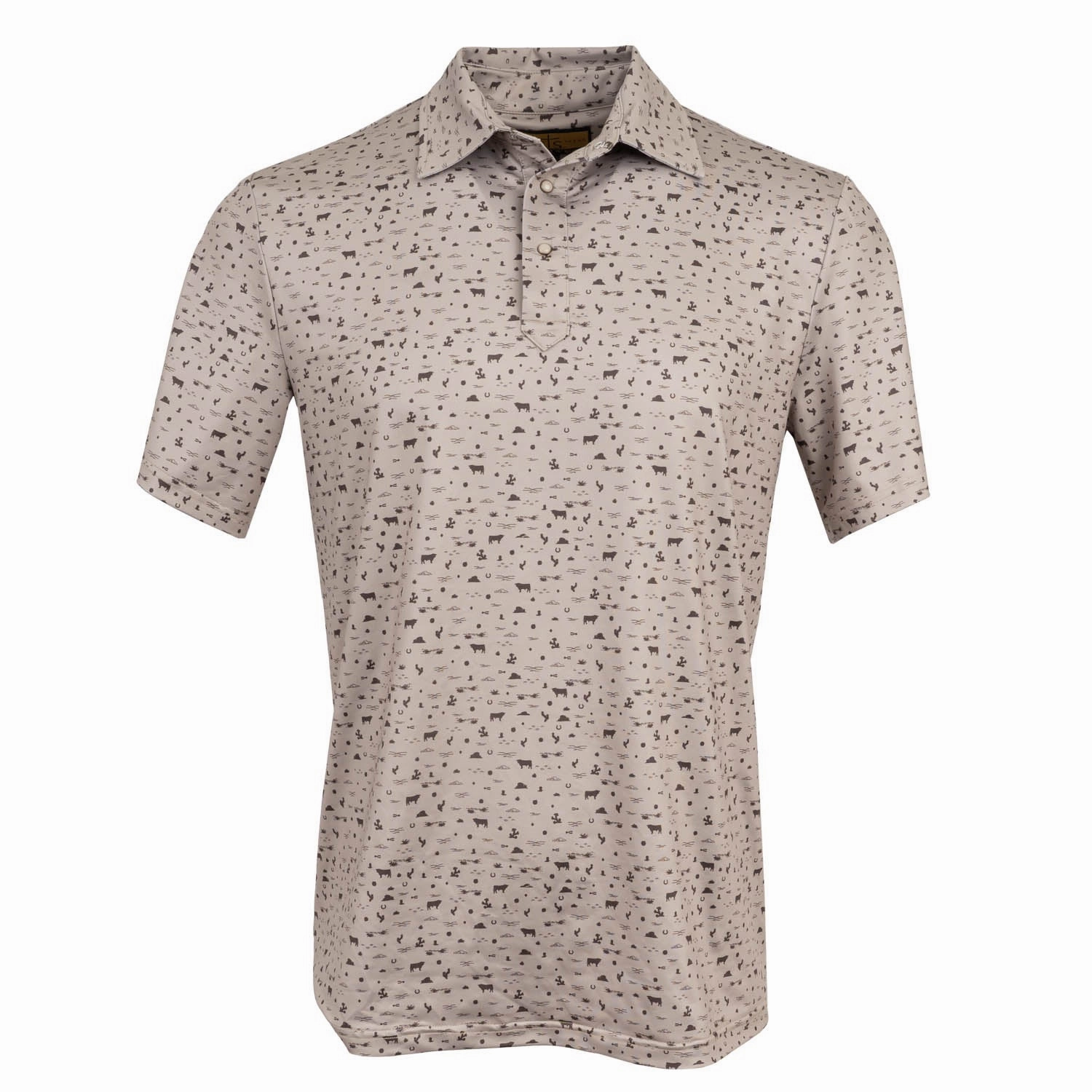 Edgy Fashion Polka Dot STS Ranchwear Mens Fairway Sand/Chocolate Poly/Spandex S/S Polo Shirt