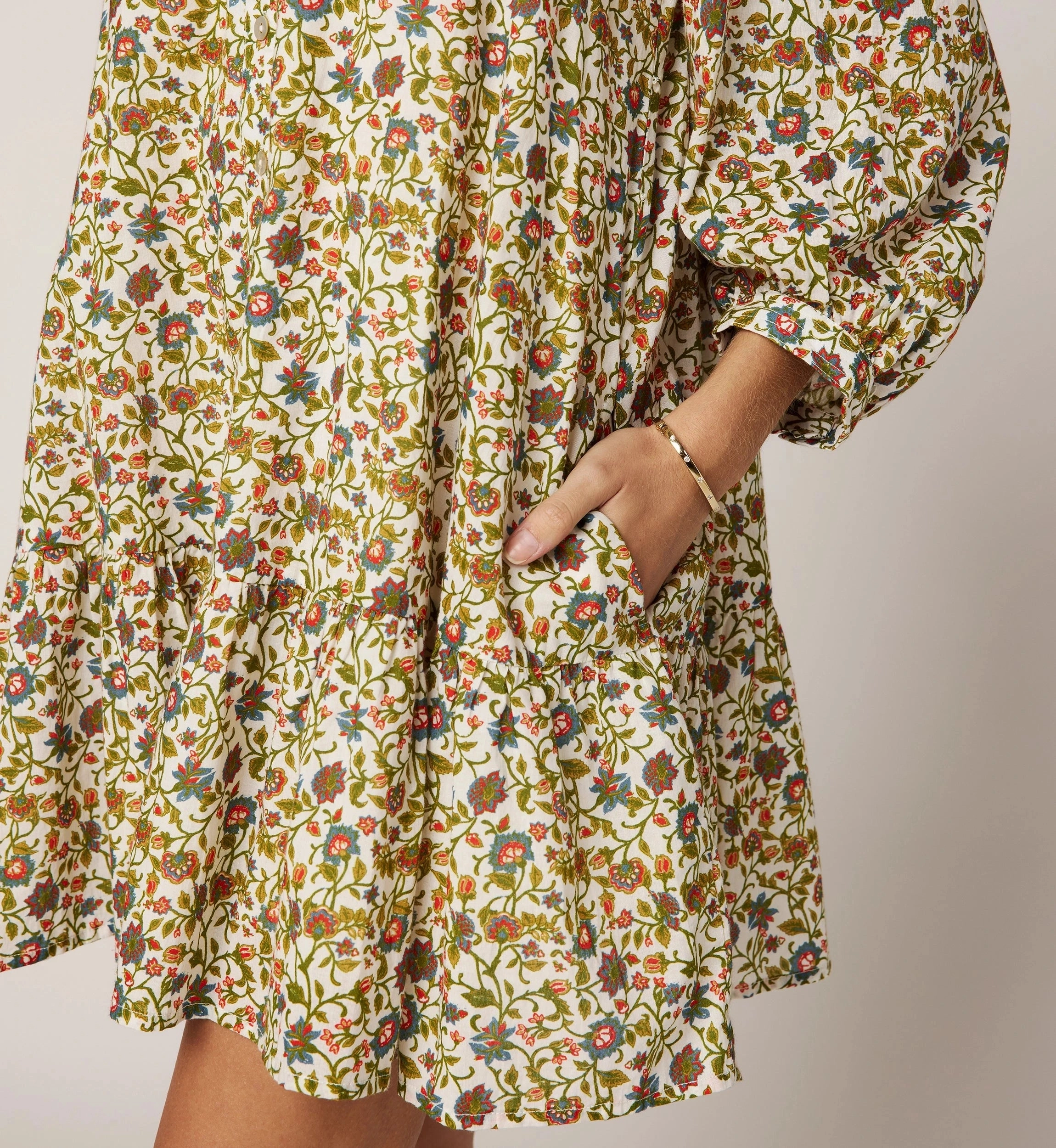 Delilah Mini Dress | Viti Flora ContrastStitching