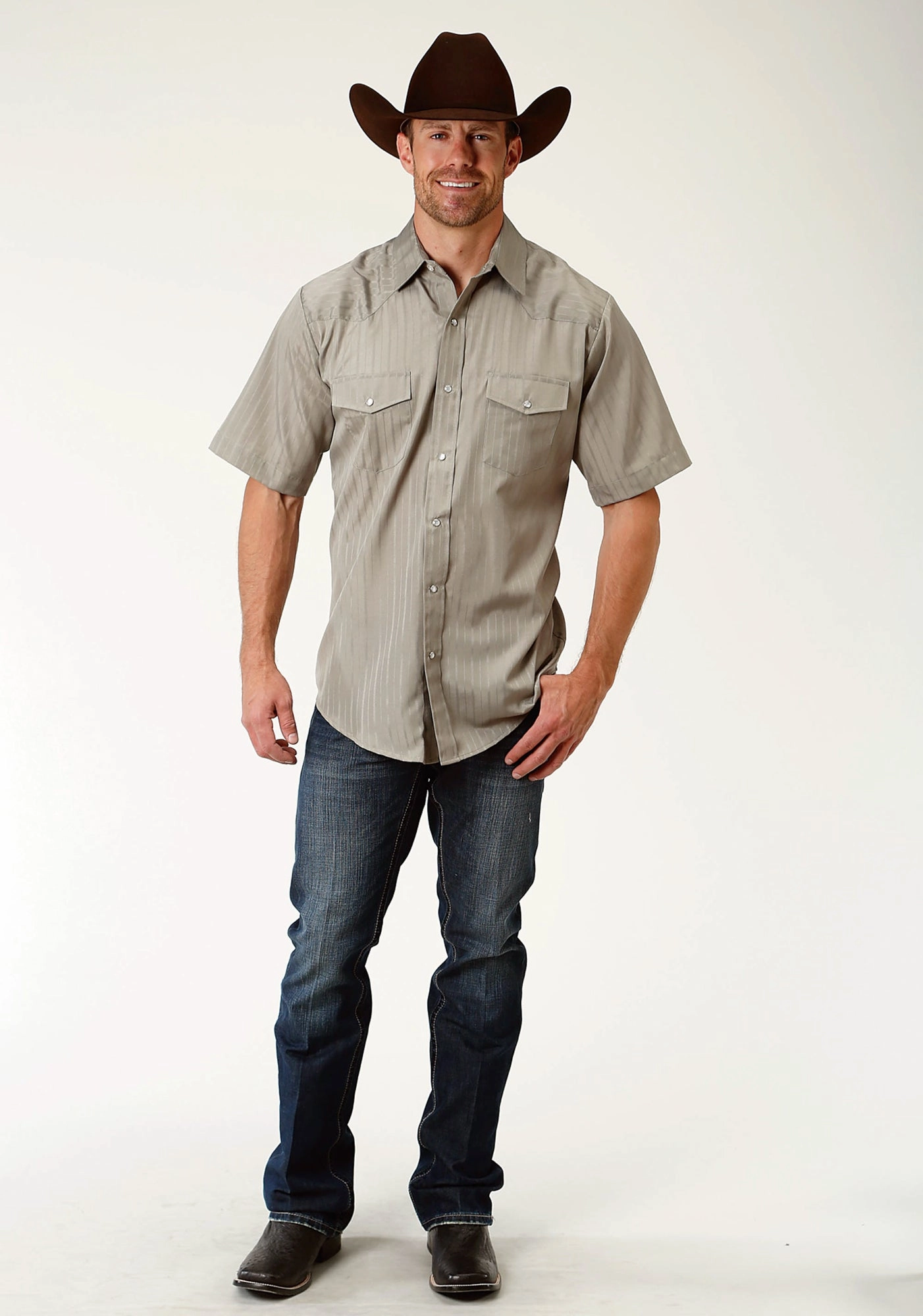 Sustainable fashion Roper Mens Olive Cotton Blend S/S Shirt