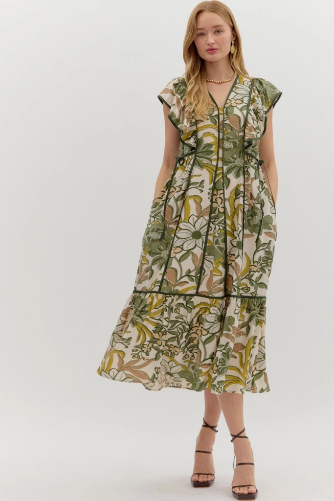 Cora Floral Panel Midi Dress AntiPillTreatment