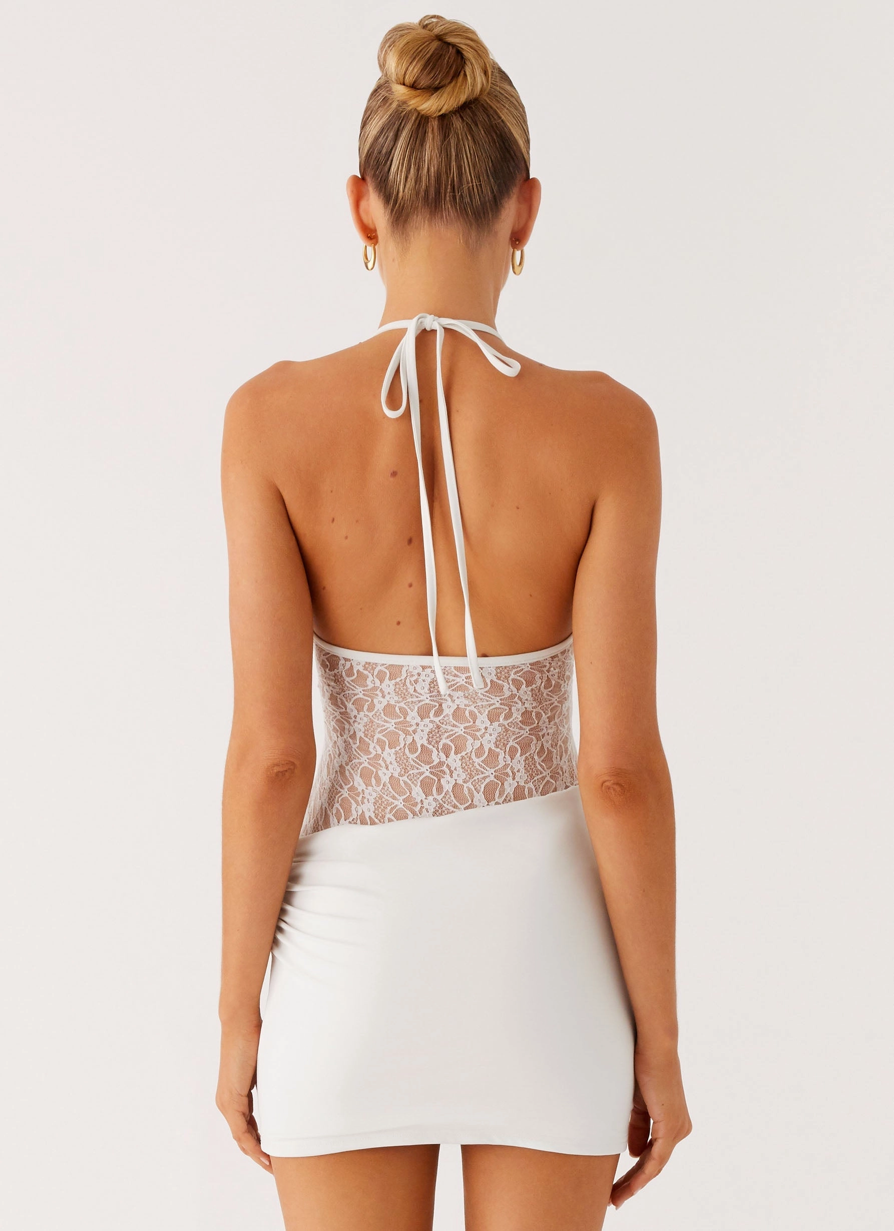 Enchant Lace Mini Dress - Ivory Slim Shape Hidden Zipper