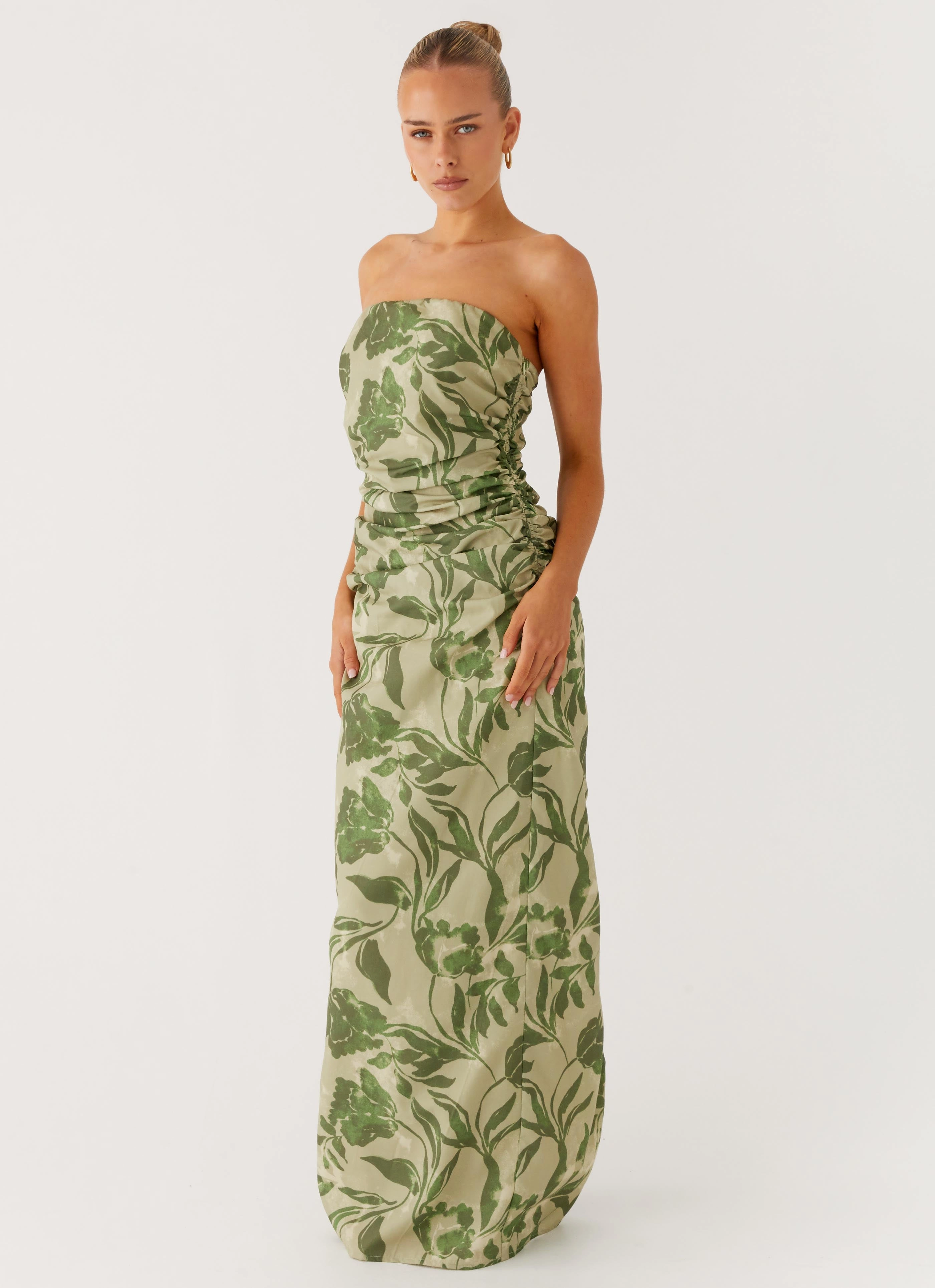 Sirrah Maxi Dress - Jade Fern Nordic Calm Embroidered-Detail