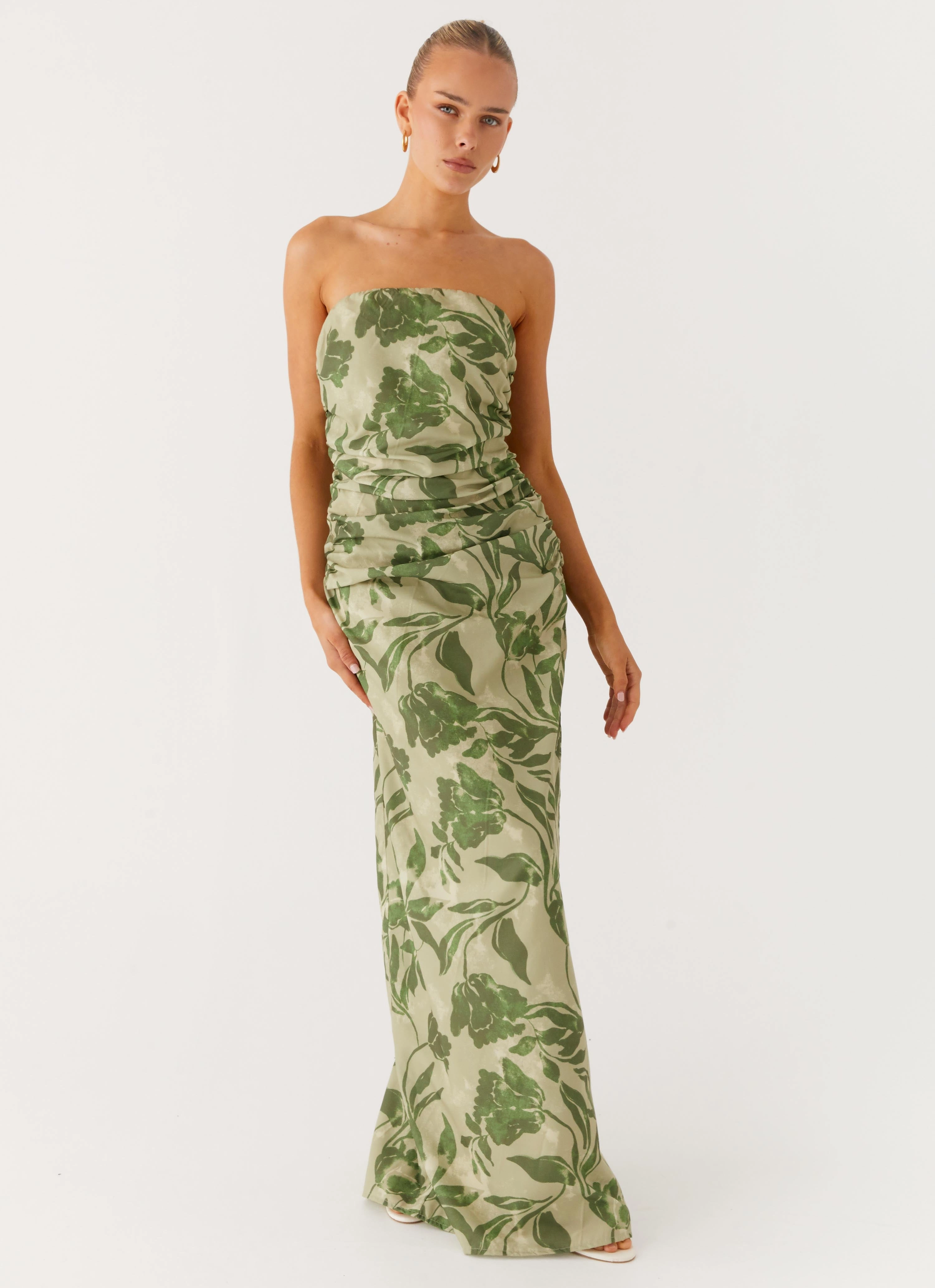 Sheer Element Lace Accent Sirrah Maxi Dress - Jade Fern