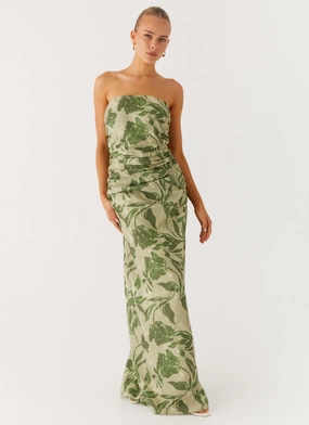 Sheer Element Lace Accent Sirrah Maxi Dress - Jade Fern