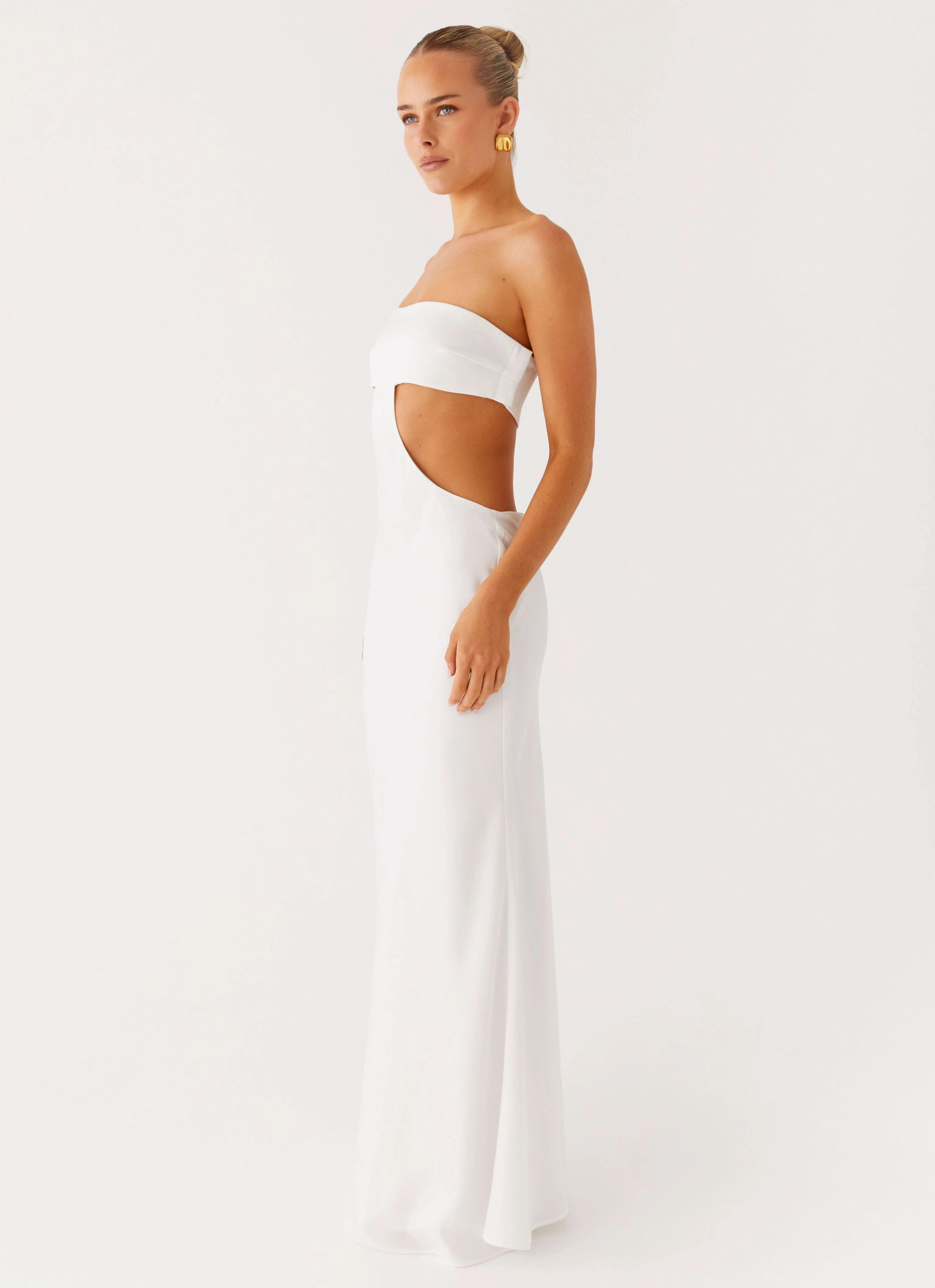 Sheer-Overlay Perfect Cut Kiss Me Cut Out Maxi - Ivory