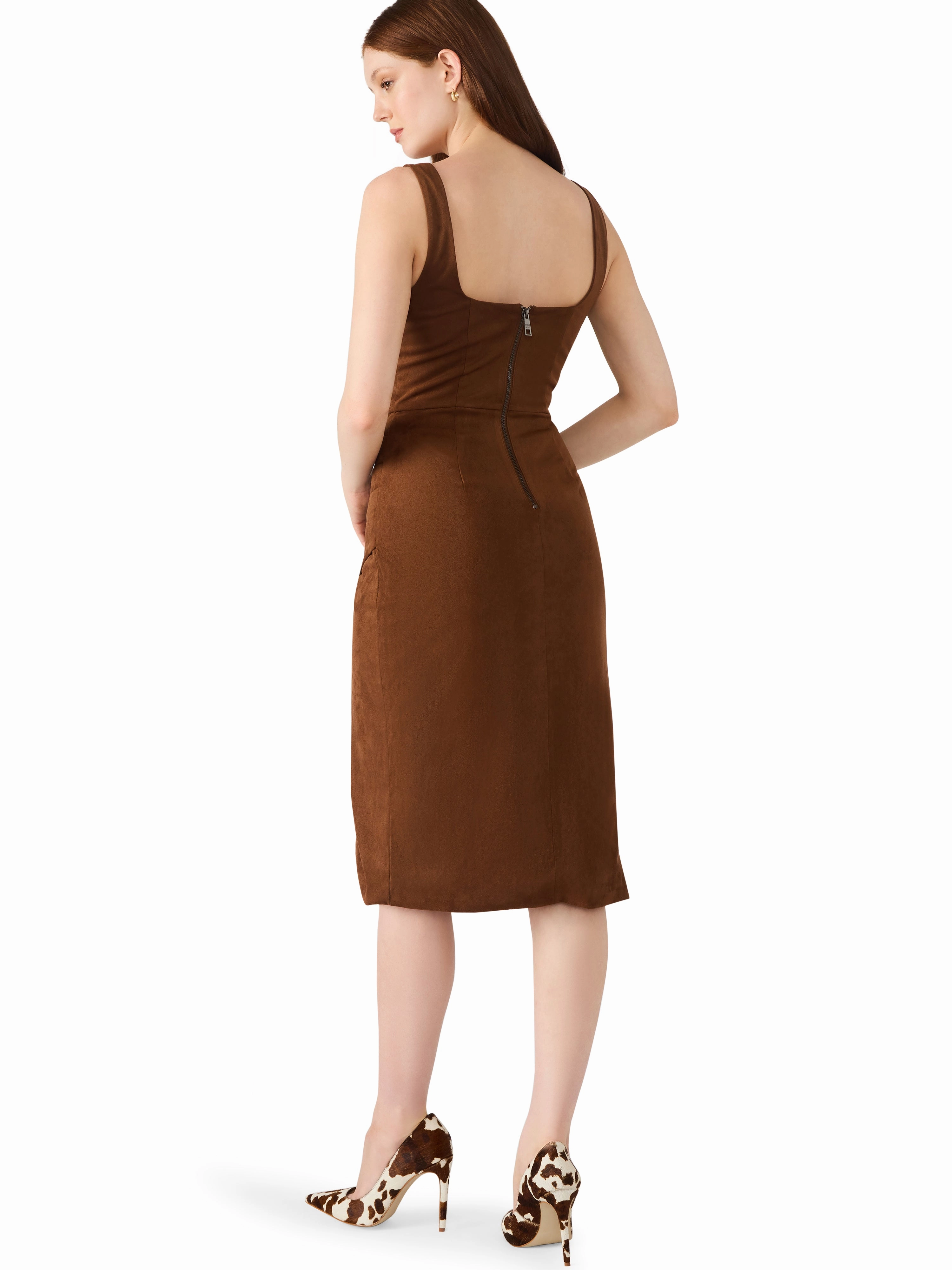 Milo Dress in Chicory Coffee Chic and Elegant Scalloped-Edge