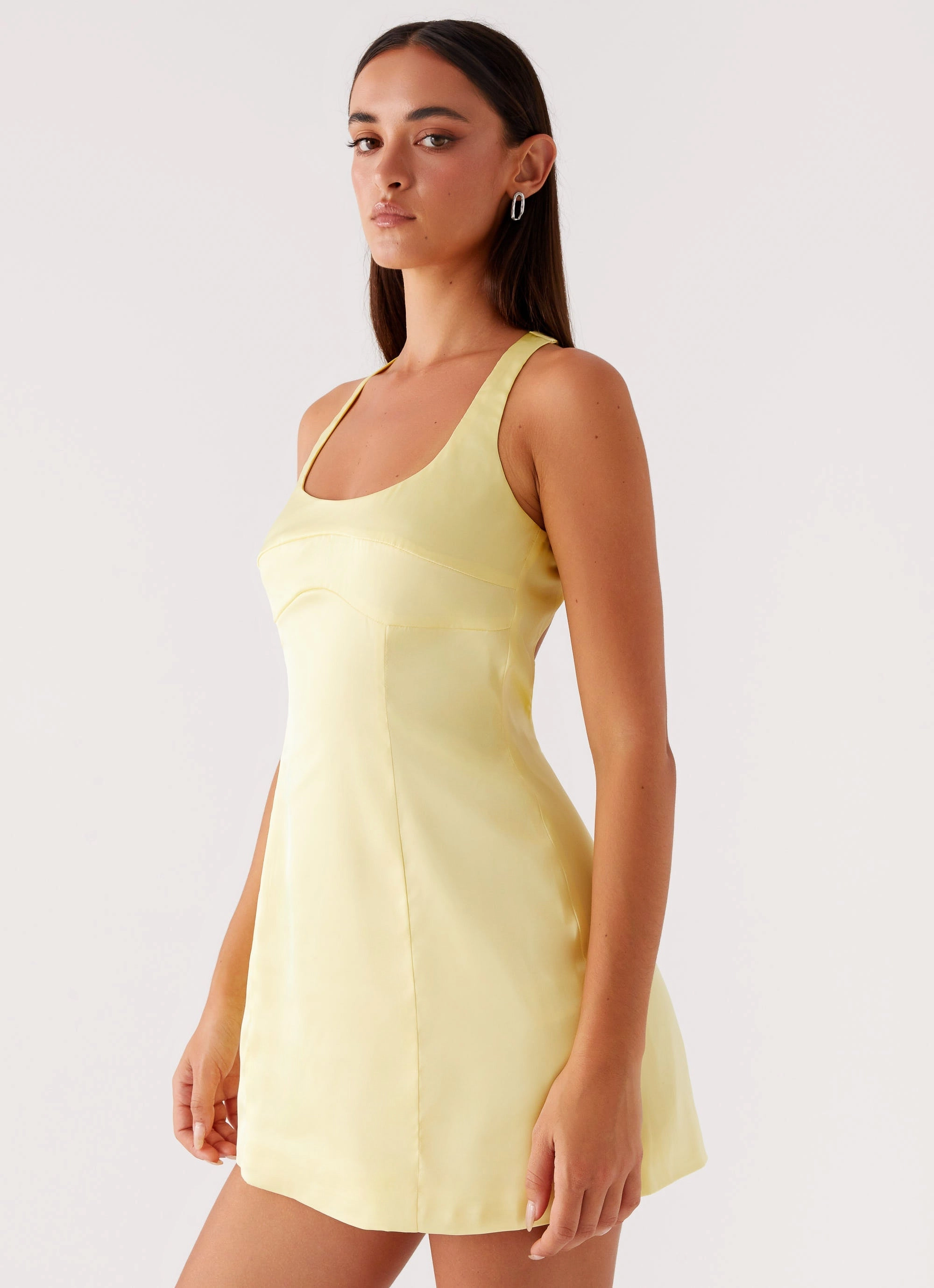 Freefall Satin Mini Dress - Yellow Stylish and Comfortable