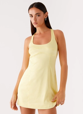 Gloss Accent Urban Energy Freefall Satin Mini Dress - Yellow