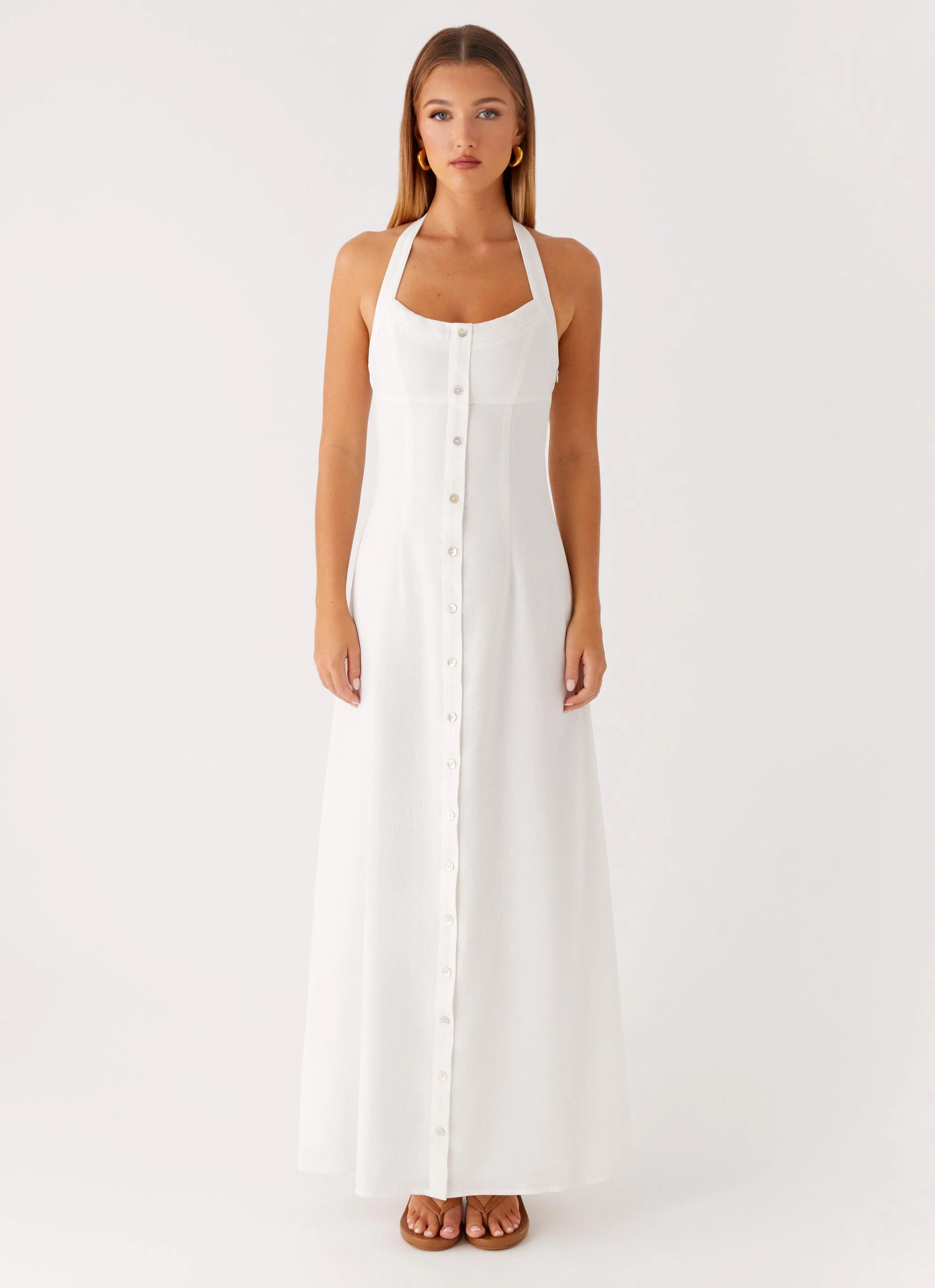 Jovanni Maxi Dress - White Classic Look Playful and flirty dress