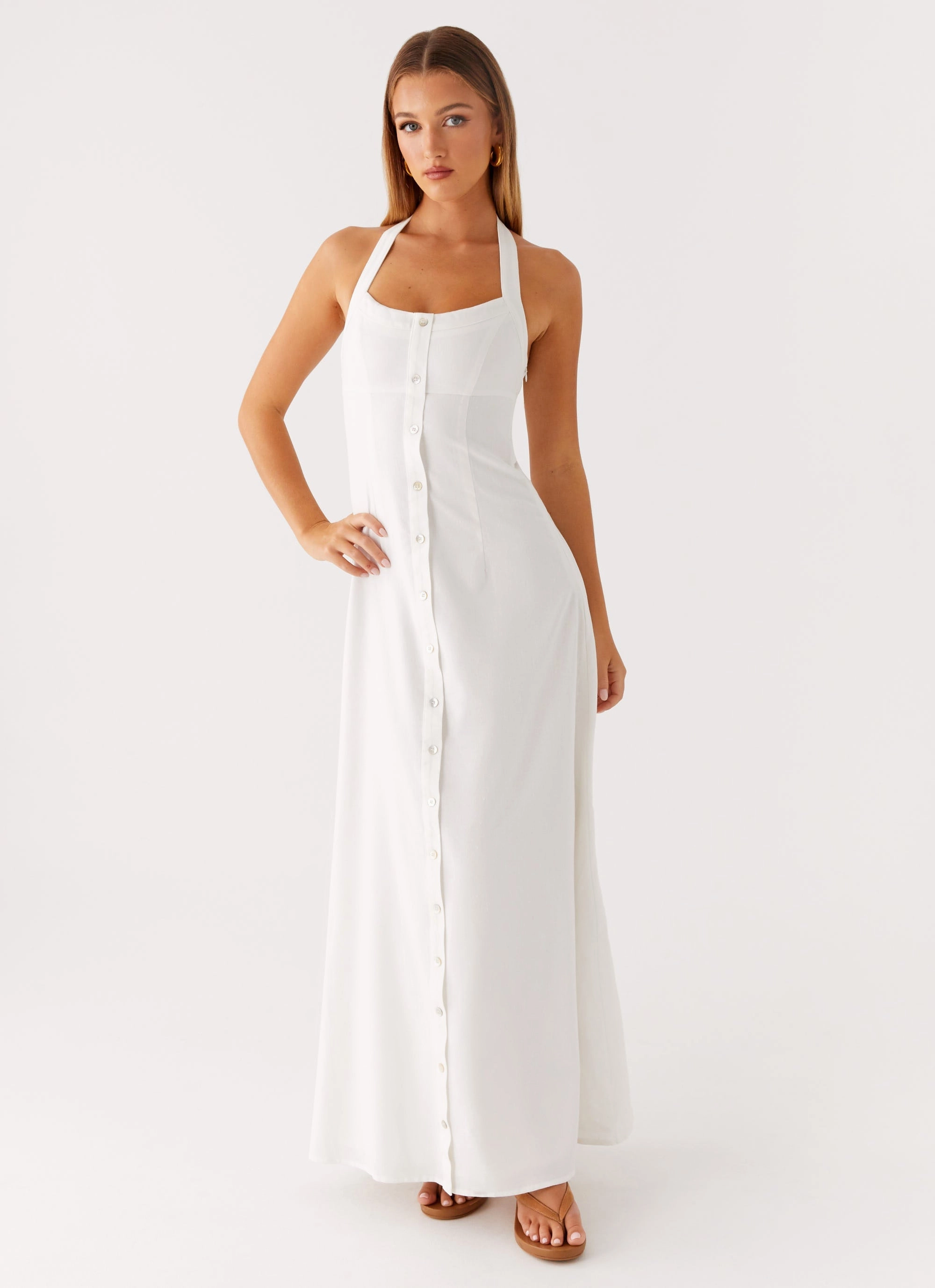 Jovanni Maxi Dress - White Relax Draping Easy Layers