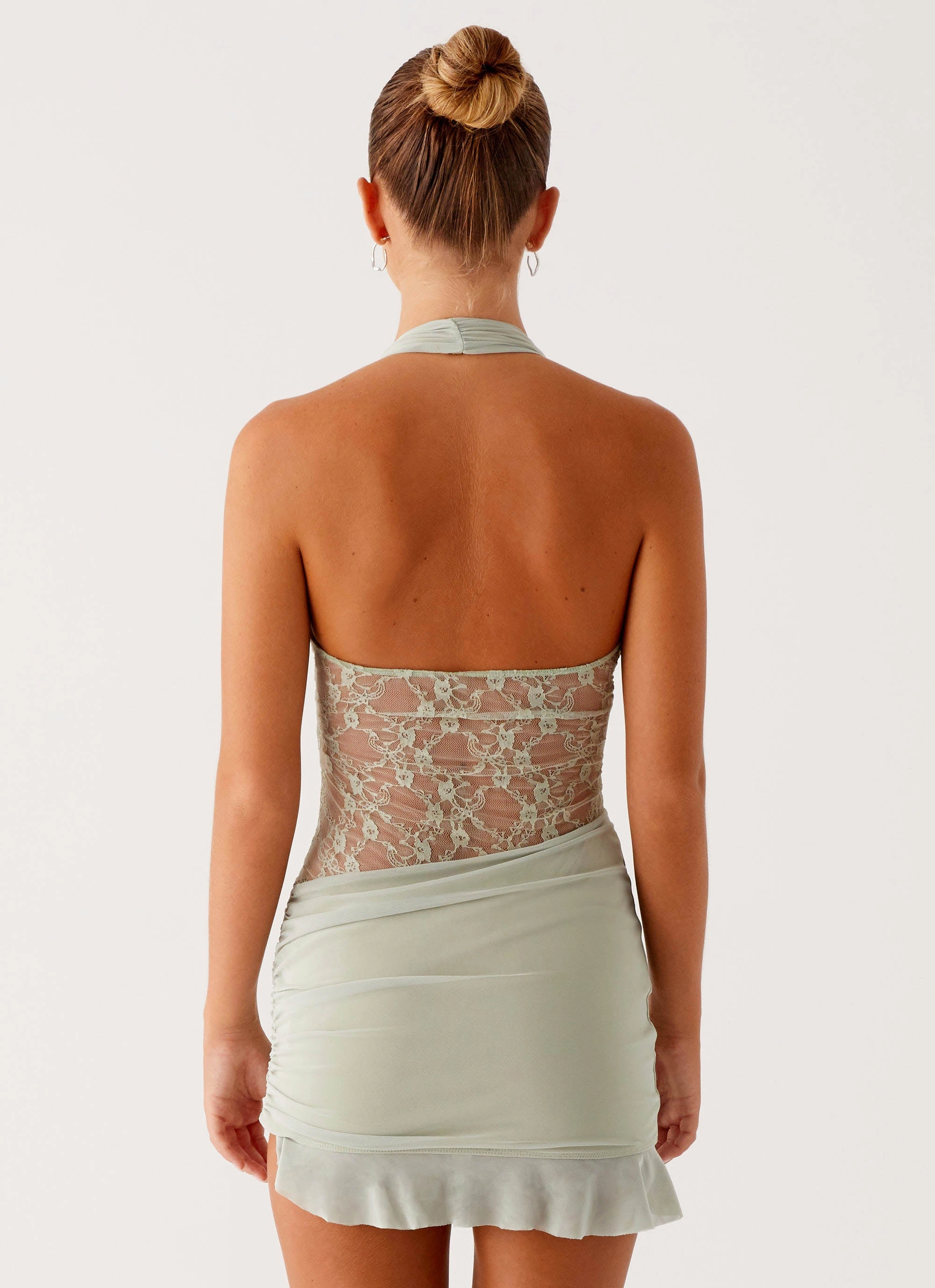 Tate Mesh Mini Dress - Sage Lace Ease Chilly Comfort Wear