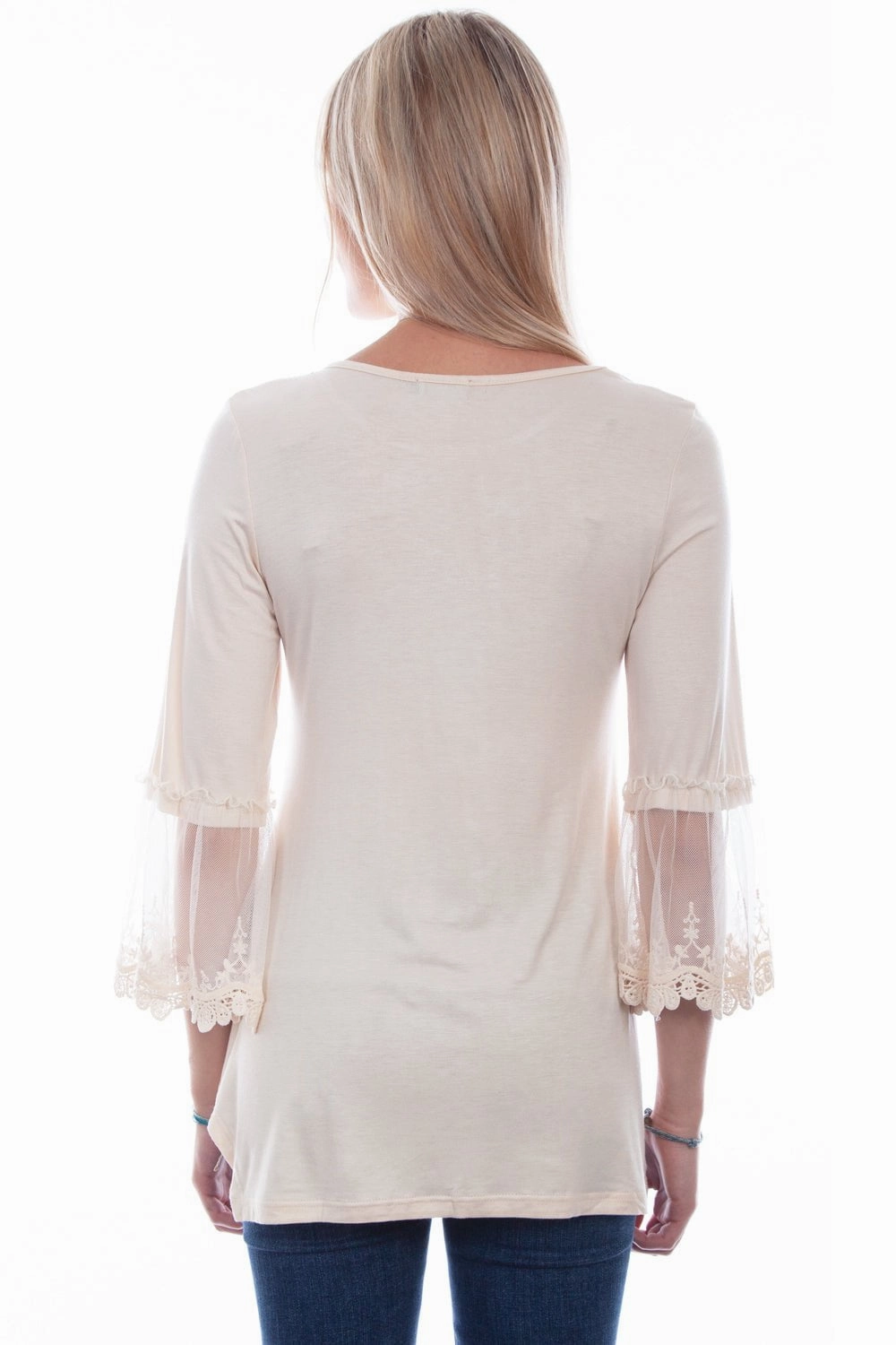 Scully Womens Beige Rayon Crochet S/S Tunic Seasonal Fashion Edgy Fashion