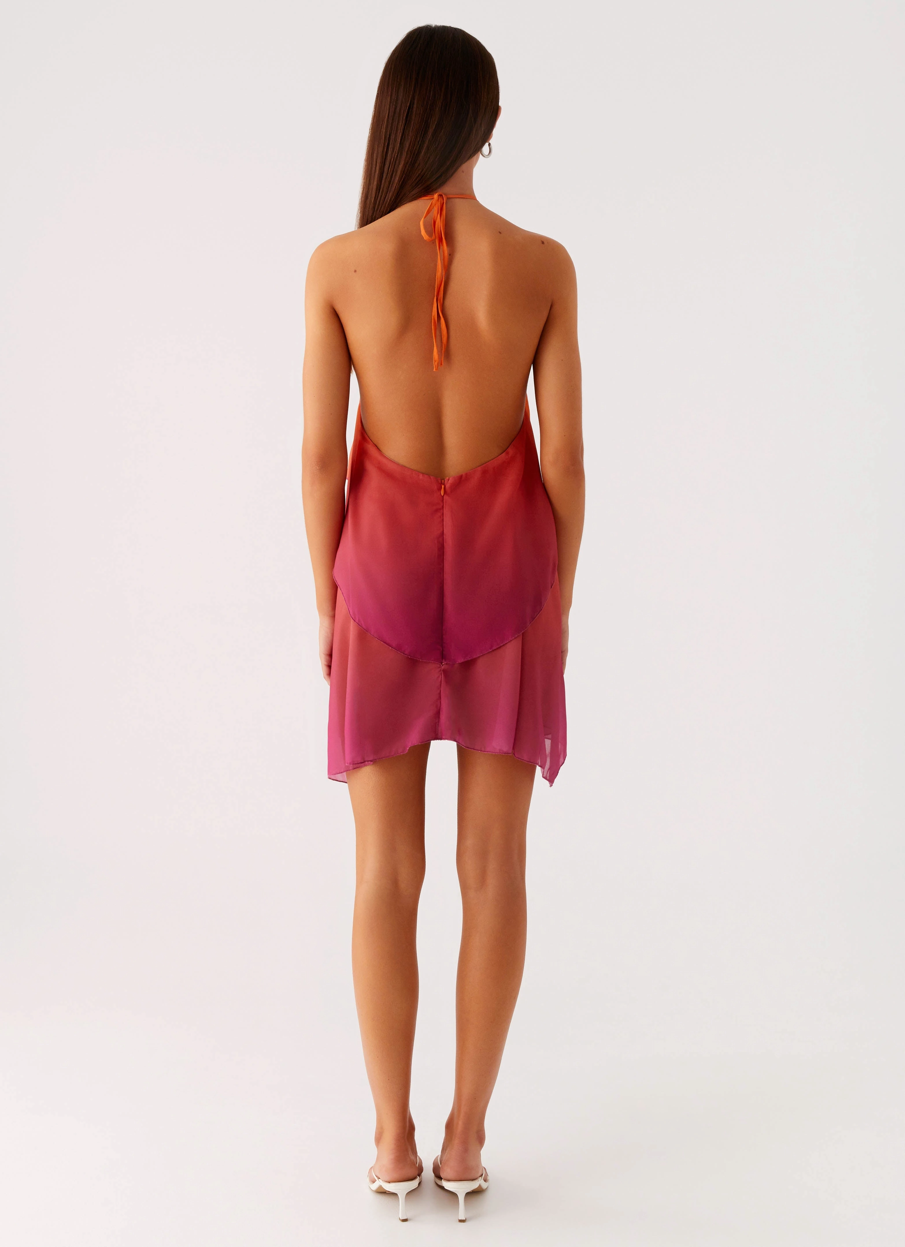 Mix-And-Match Light Fabric Twin Flame Mini Dress - Orange Gradient