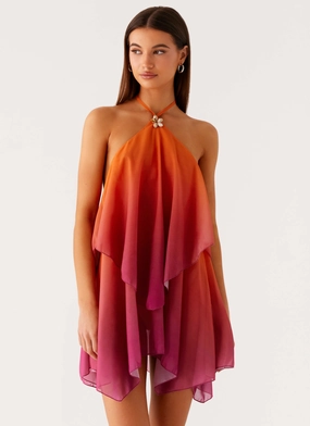 Twin Flame Mini Dress - Orange Gradient Relaxed work dress