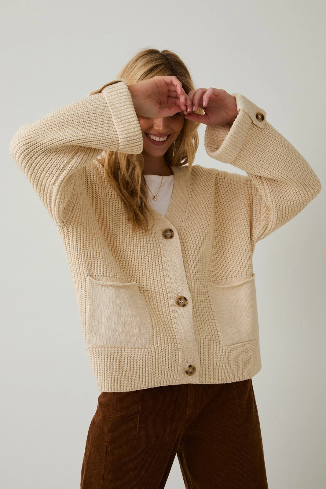 Oversized Button Up Cardigan Essential Comfort Cold-Weather Essential