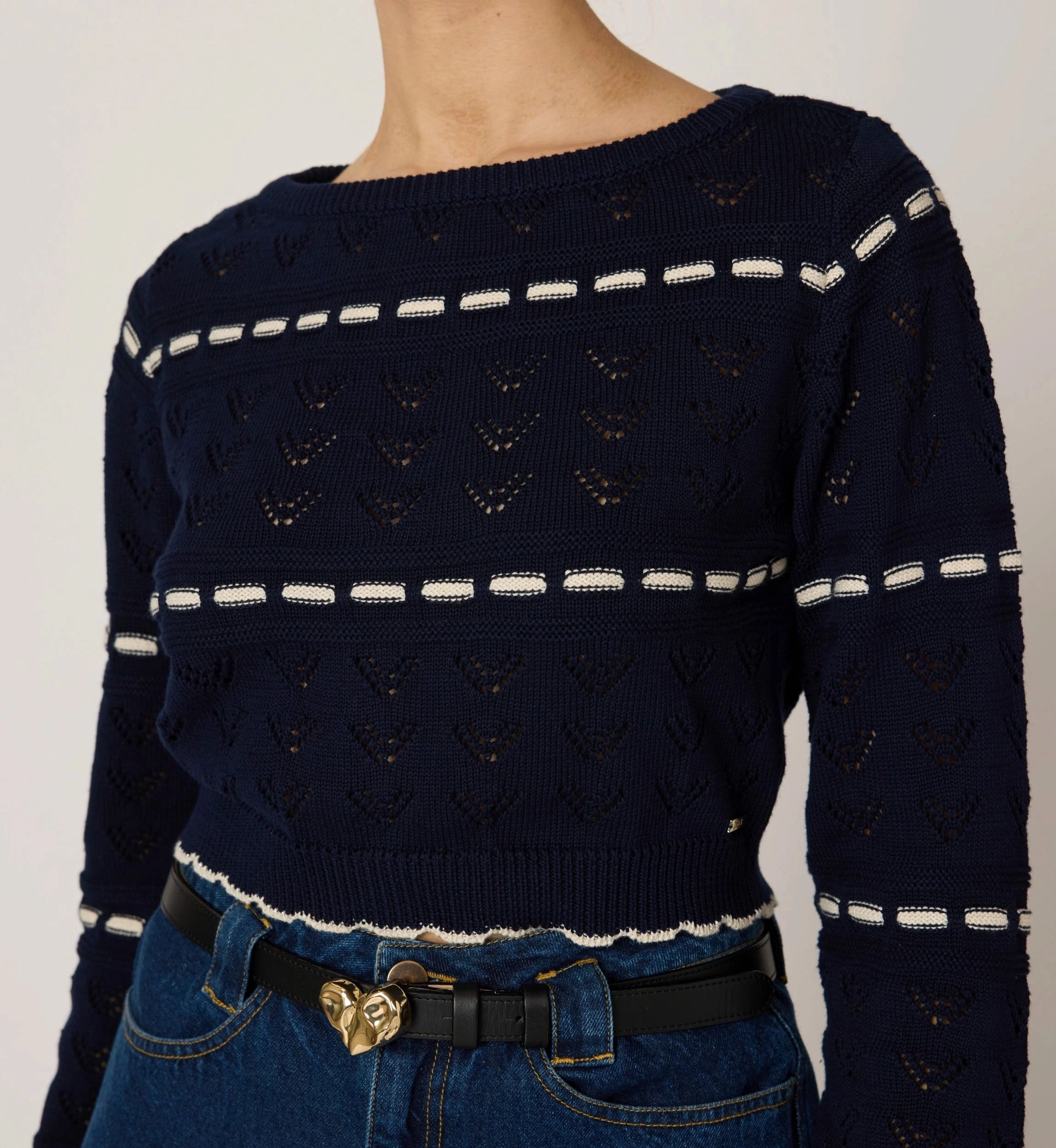 Warm Essentials Estrella Sweater | Dark Blue/Ivory