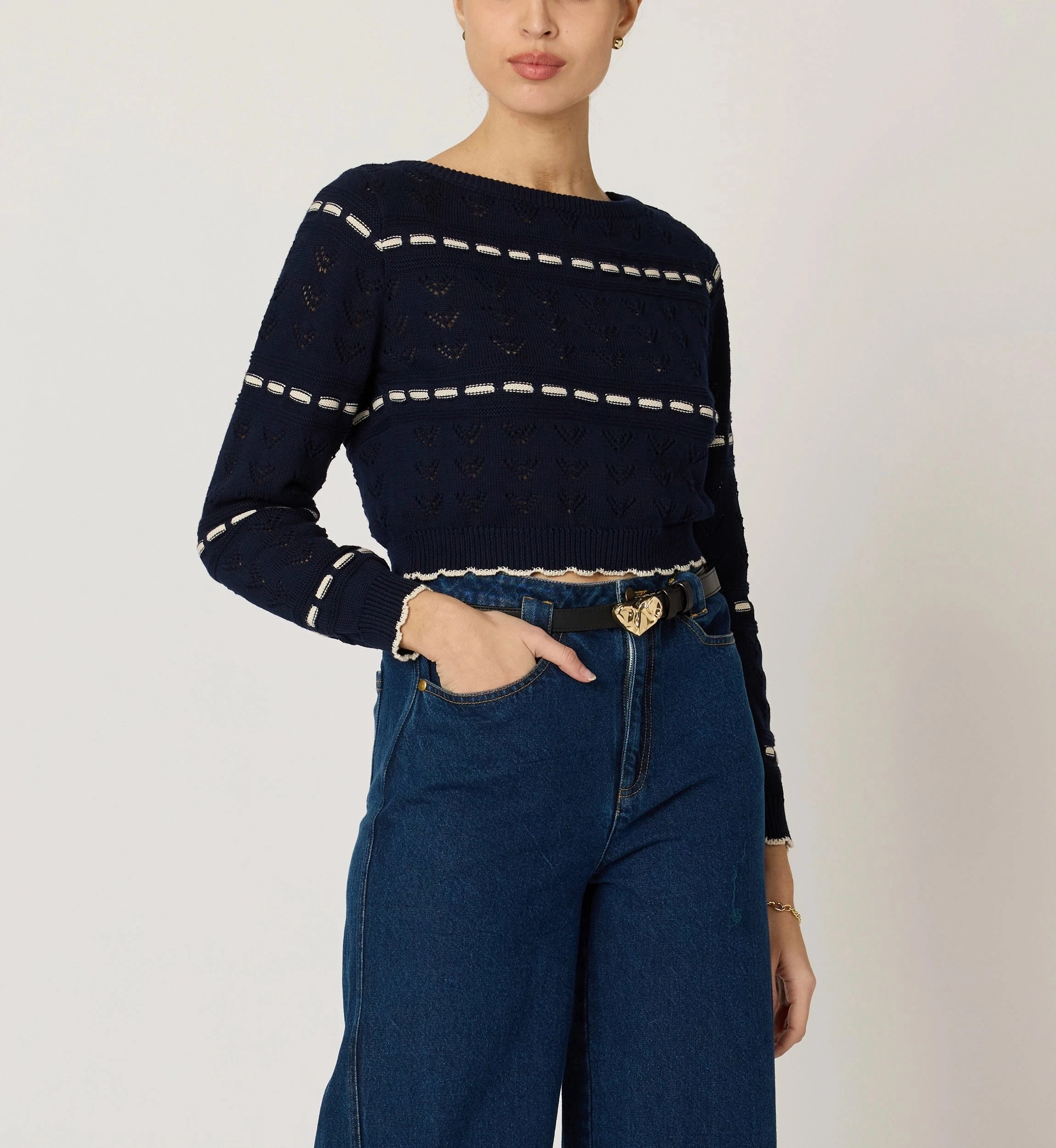 Estrella Sweater | Dark Blue/Ivory Casual Comfort Wear Lightweight Thermal