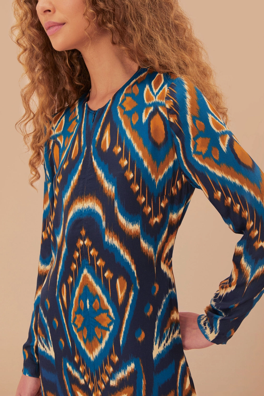 Pineapple Ikat Maxi Dress in Blue Sleek Vibe Soft Outfit