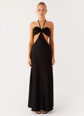 Sweetheart Cut Out Maxi Dress - Black Tailored Comfort Balanced Tone