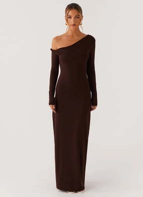 Anti-Static-Finish Jordana Twist Maxi Dress - Brown