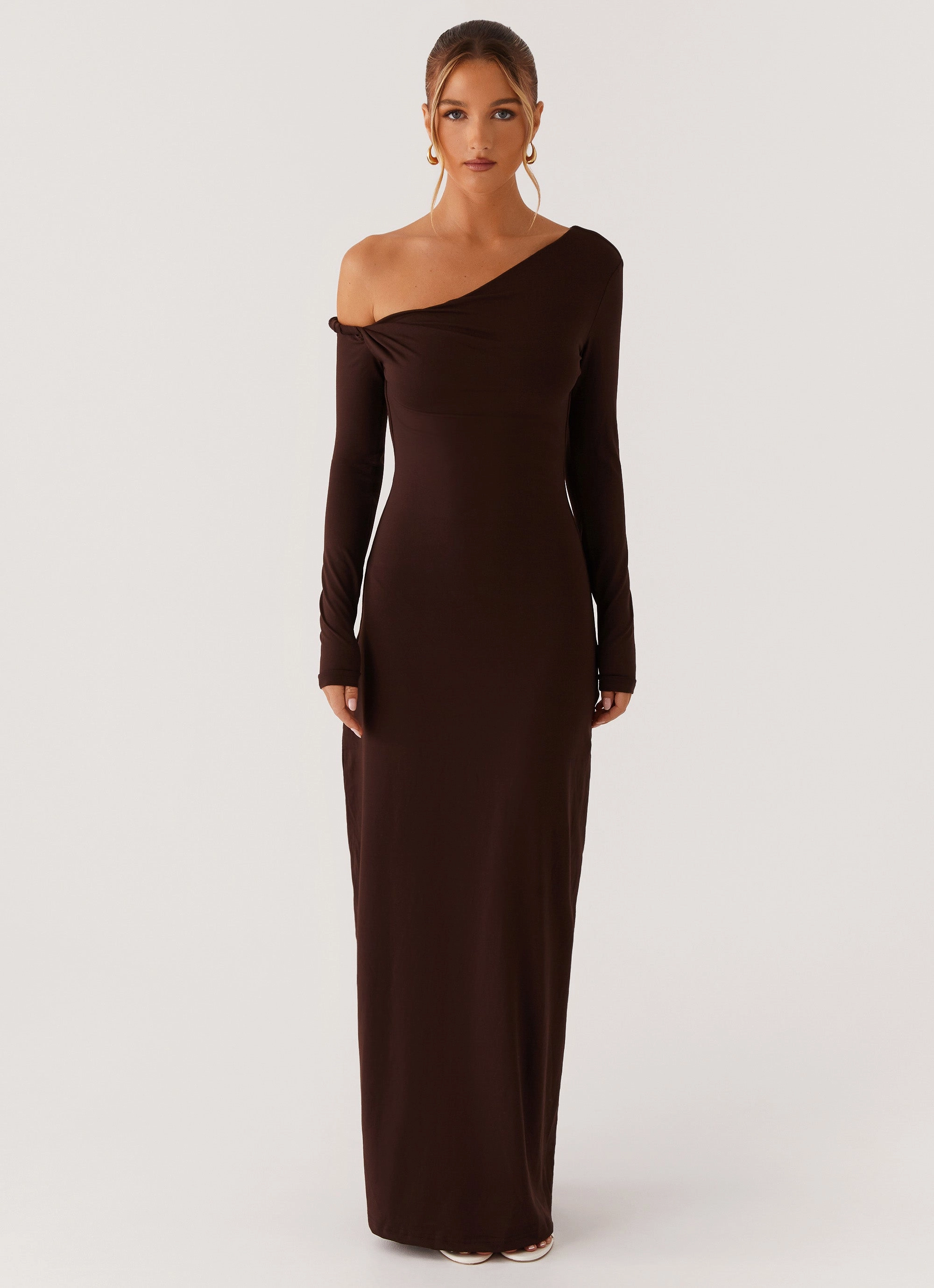 Anti-Static-Finish Jordana Twist Maxi Dress - Brown