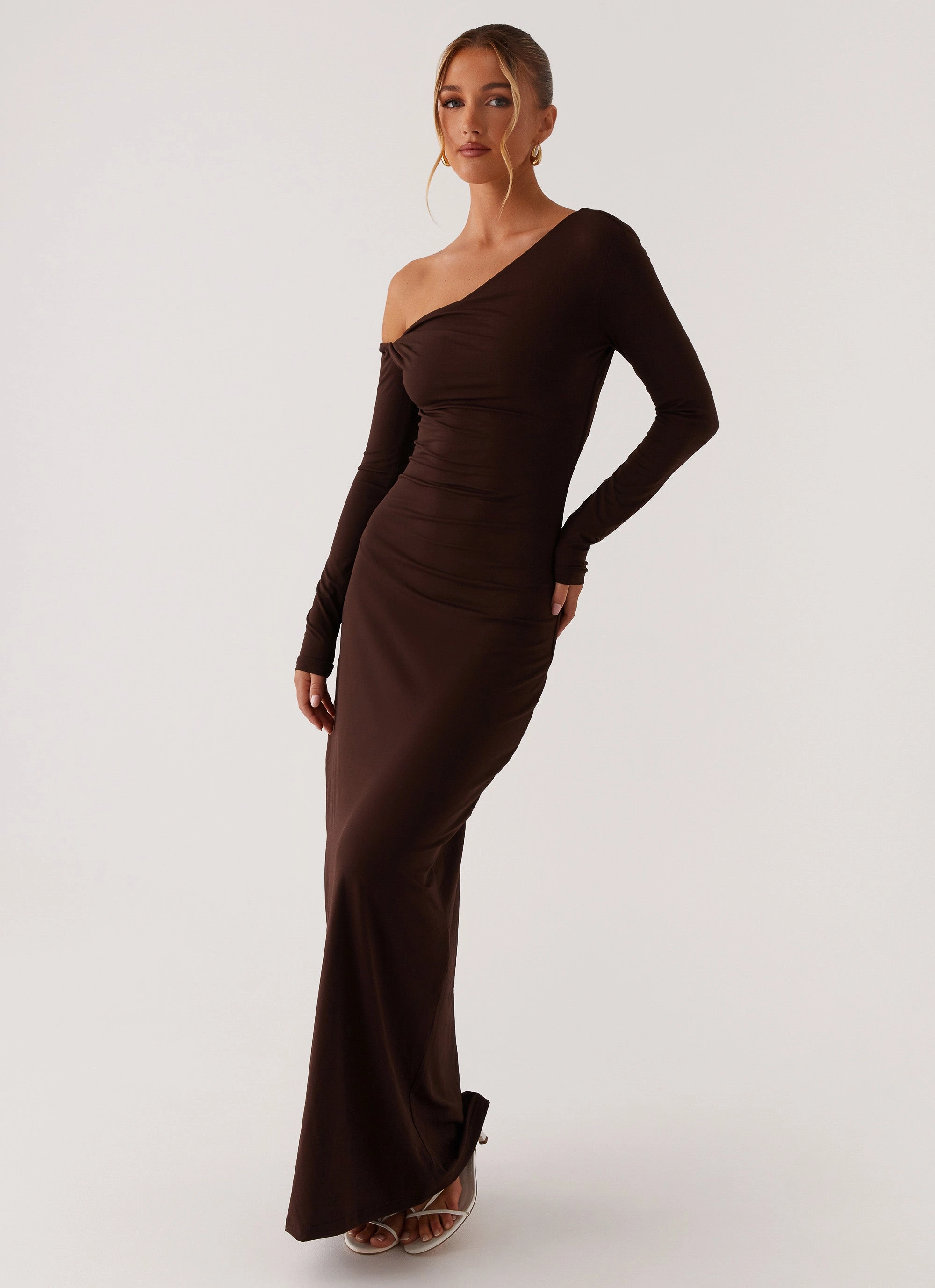 Jordana Twist Maxi Dress - Brown and Effortless fit dress.