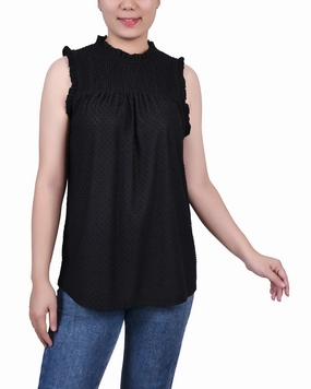 Functional Piece Sleeveless Yoke Top With Ruffles